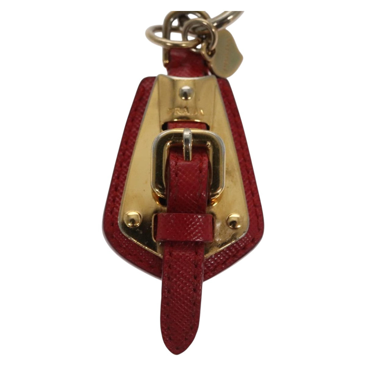 PRADA Key Ring Leather Red Auth ac3521