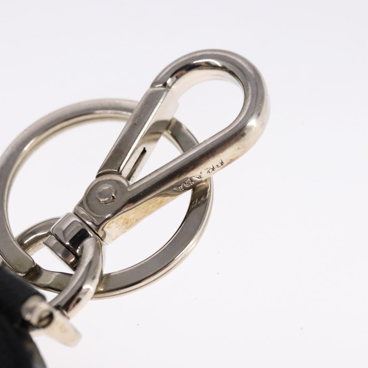 PRADA Key Ring Leather Black Auth ac3522