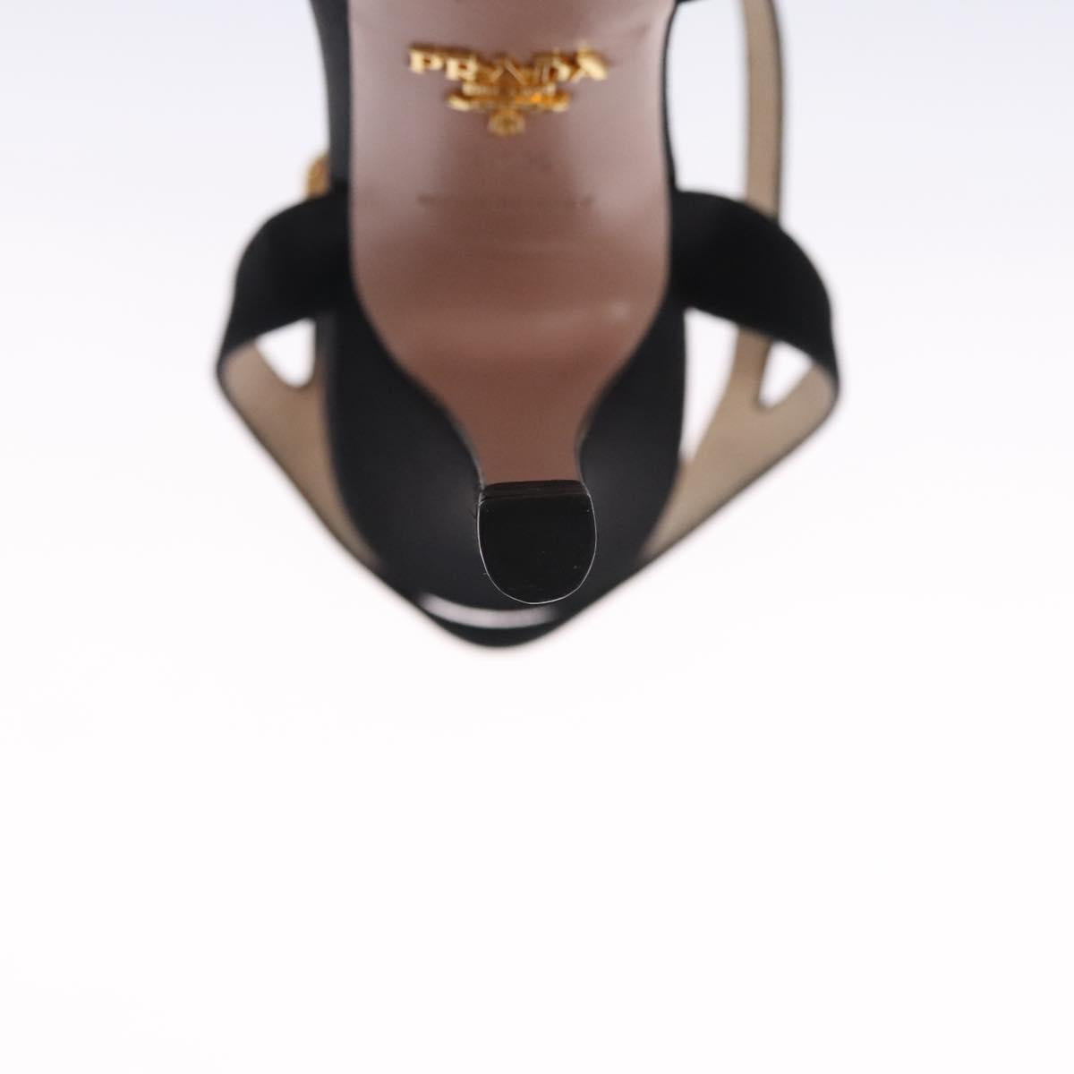 PRADA High heels Satin 37 1/2 Black Auth ac3535