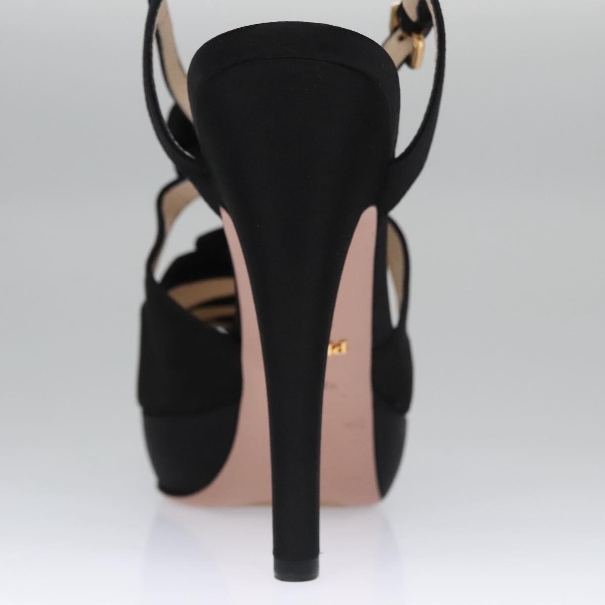 PRADA High heels Satin 37 1/2 Black Auth ac3535