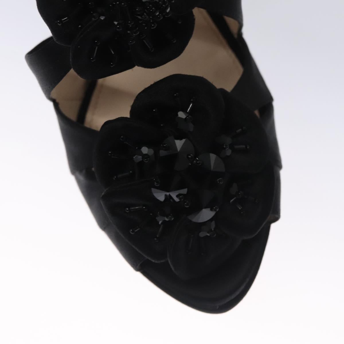 PRADA High heels Satin 37 1/2 Black Auth ac3535