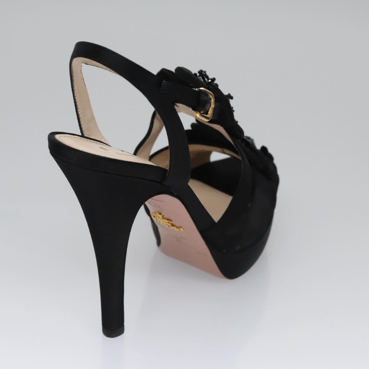 PRADA High heels Satin 37 1/2 Black Auth ac3535