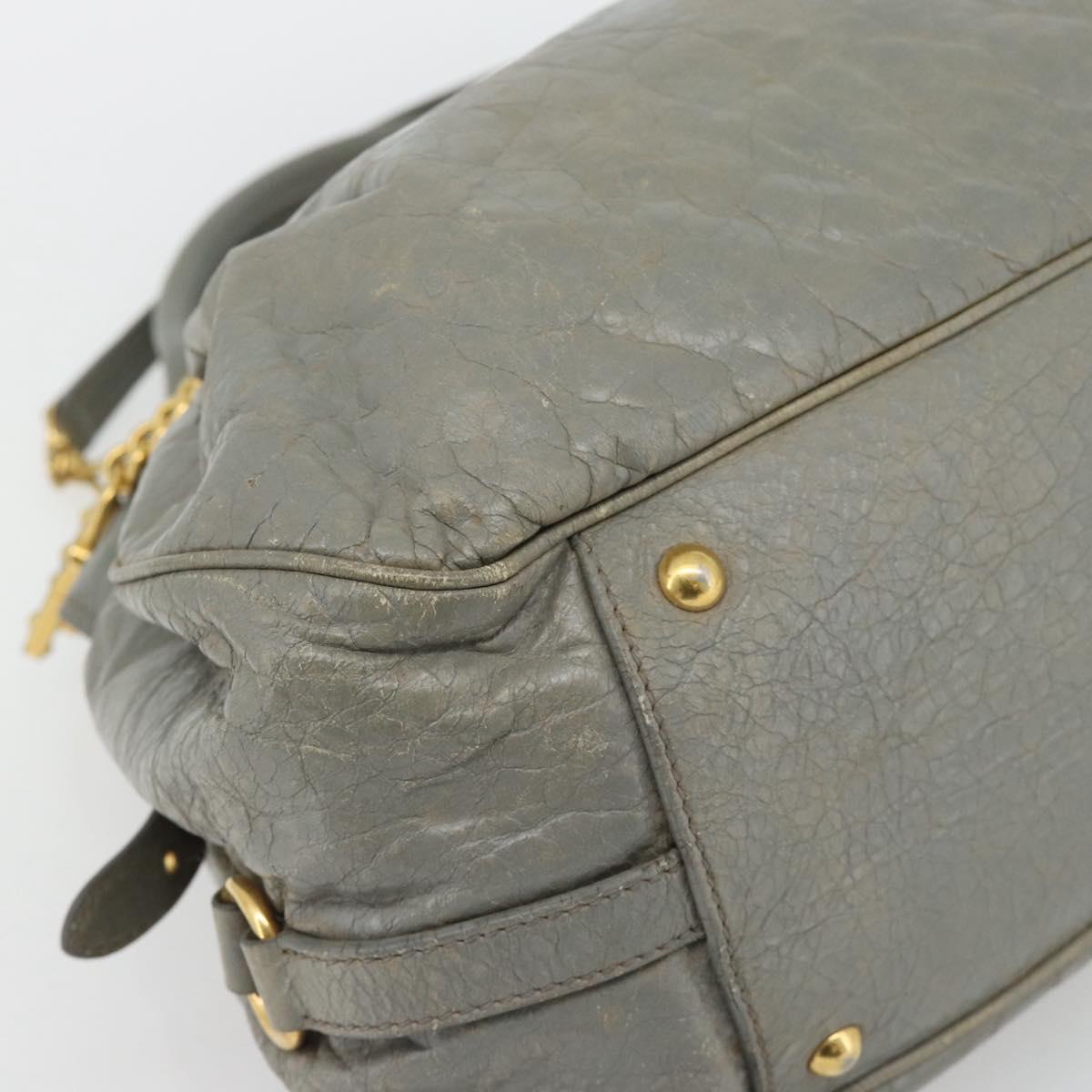 Miu Miu Hand Bag Leather 2way Gray Gold Auth ac3542