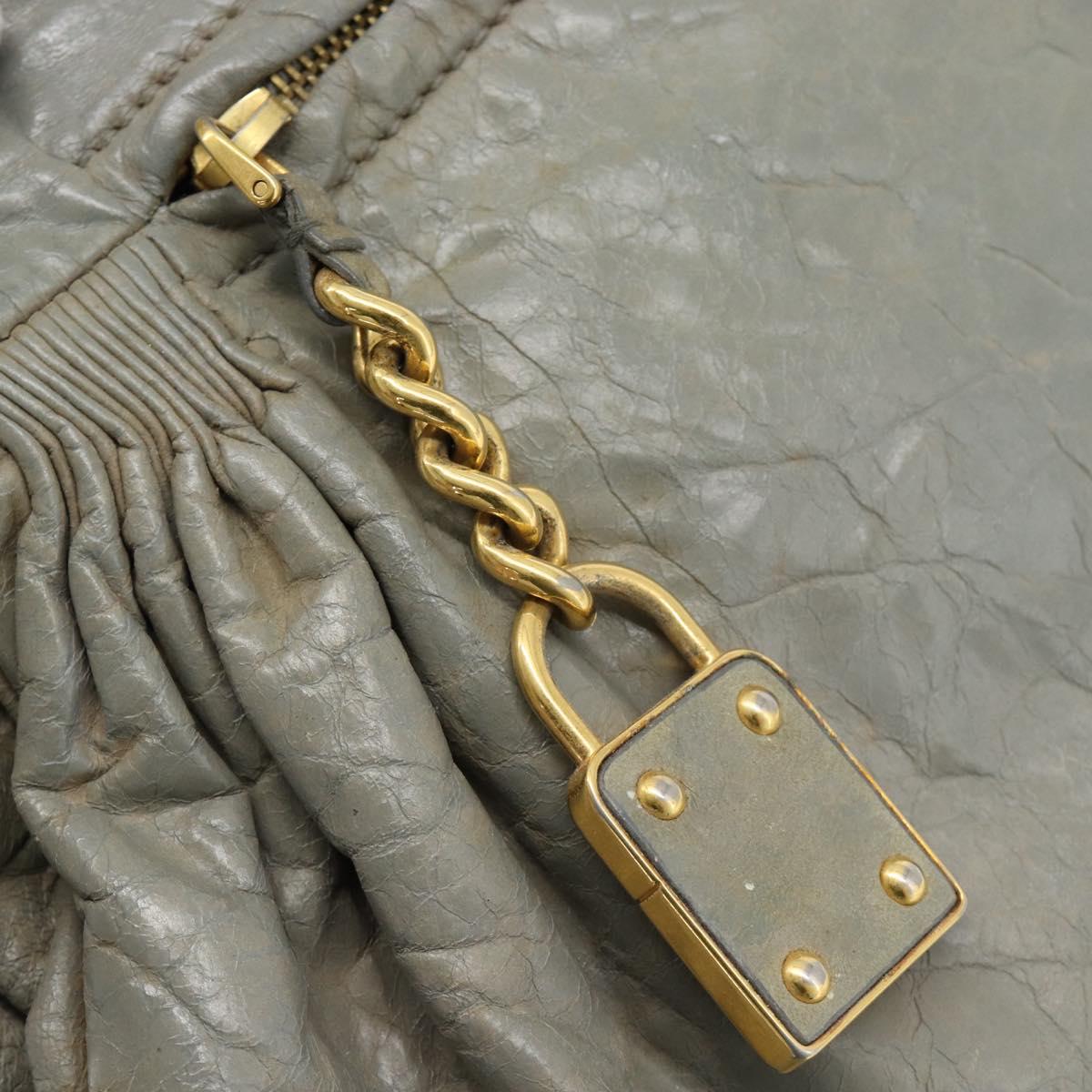 Miu Miu Hand Bag Leather 2way Gray Gold Auth ac3542