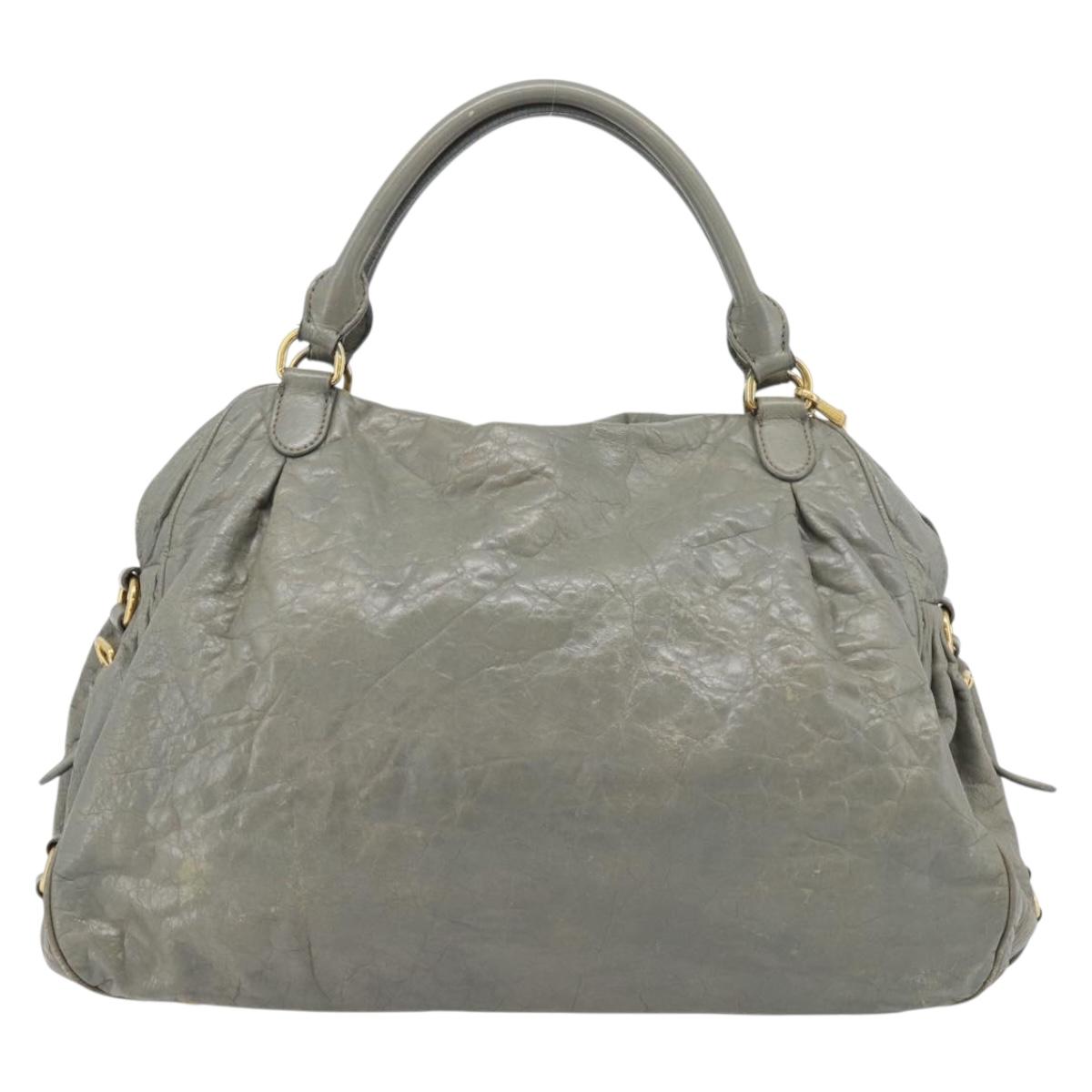 Miu Miu Hand Bag Leather 2way Gray Gold Auth ac3542