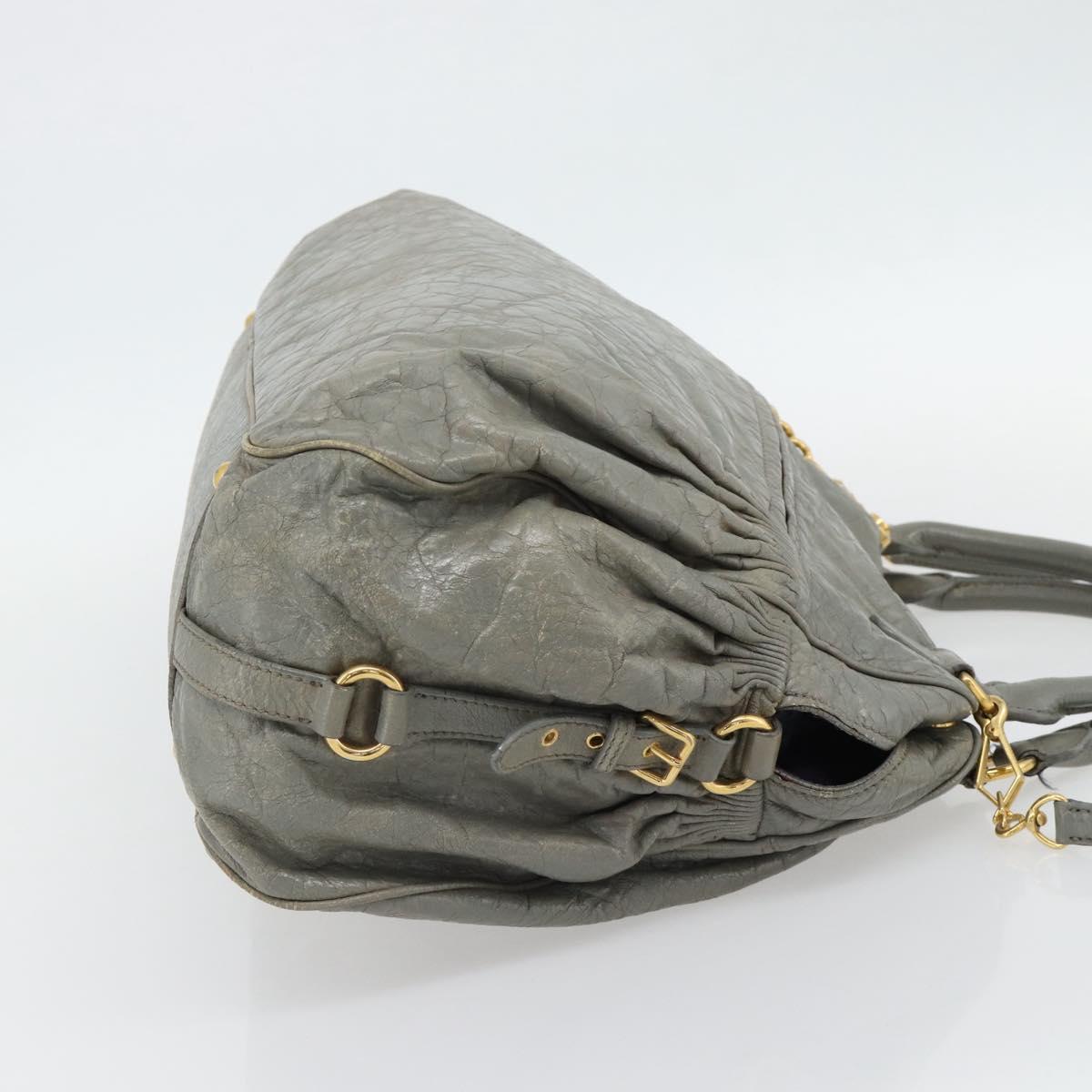 Miu Miu Hand Bag Leather 2way Gray Gold Auth ac3542