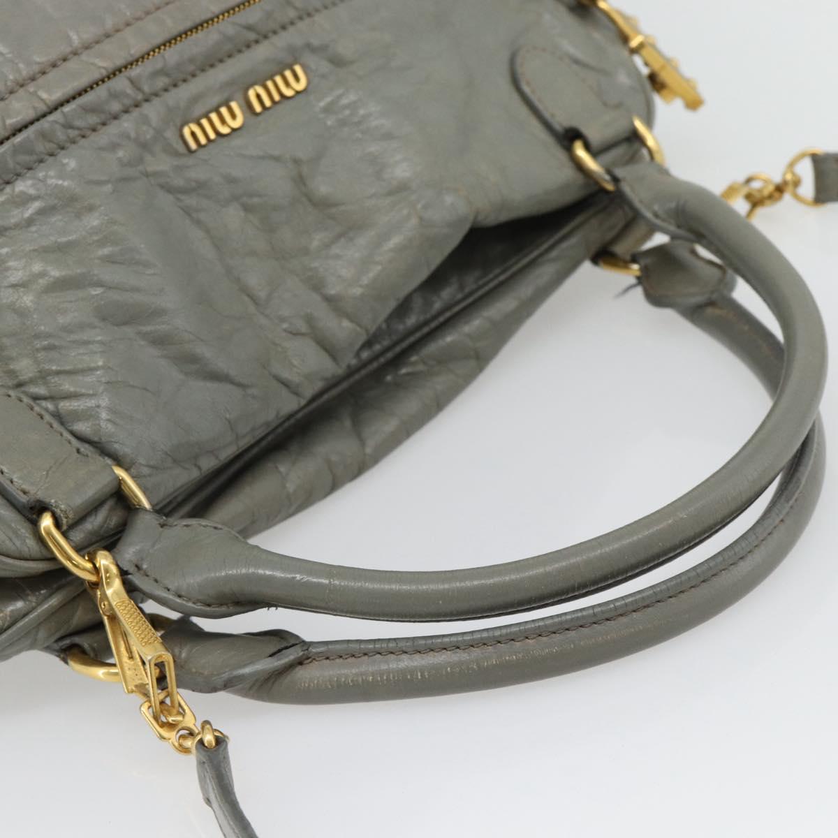 Miu Miu Hand Bag Leather 2way Gray Gold Auth ac3542