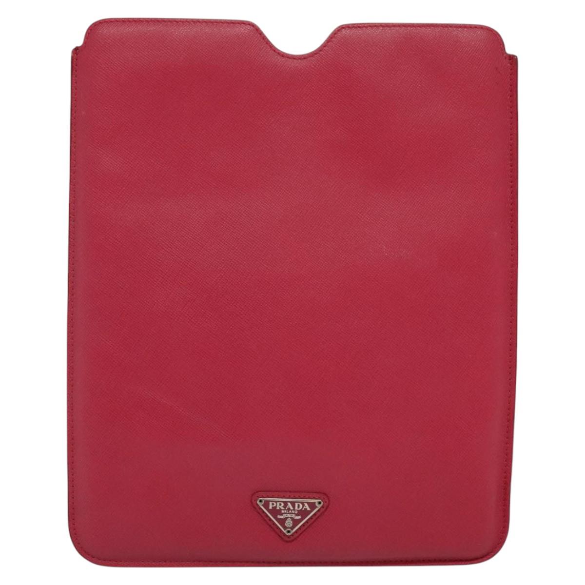 PRADA iPad Case Safiano leather Pink Auth ac3551