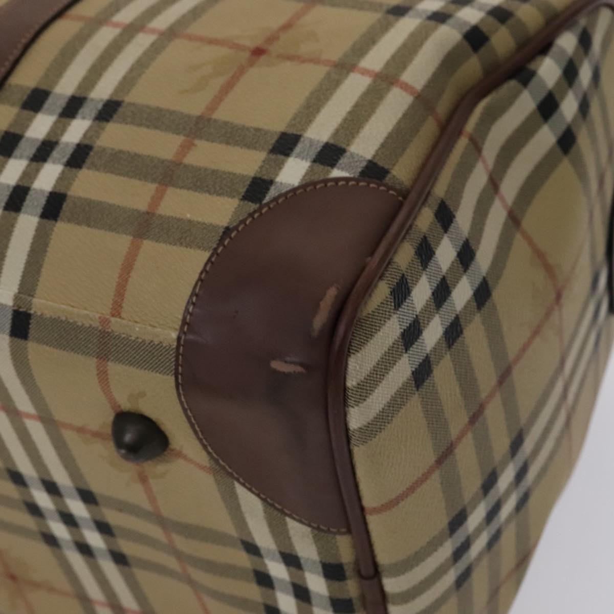Burberrys Nova Check Boston Bag PVC Leather 2way Beige Auth ac3563