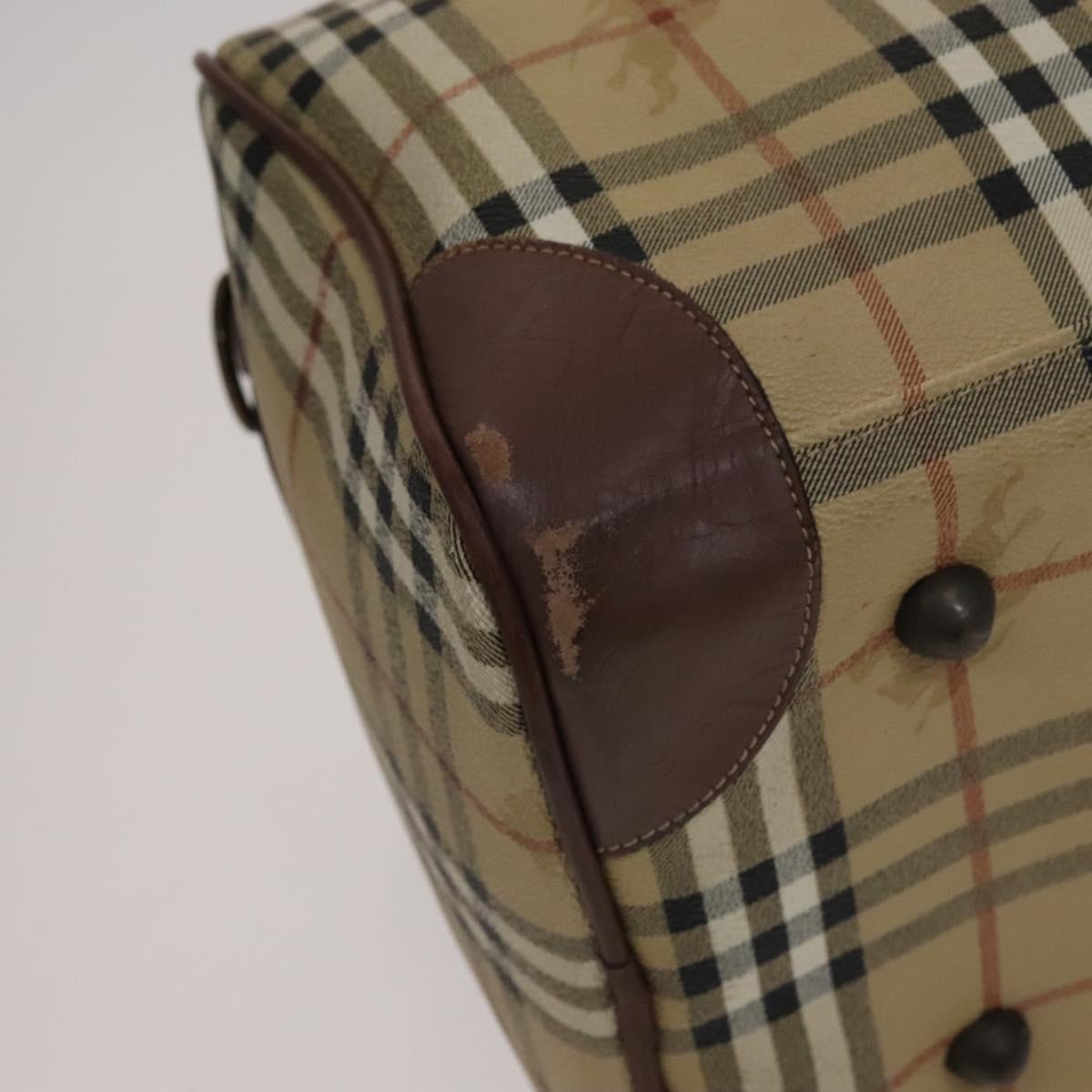 Burberrys Nova Check Boston Bag PVC Leather 2way Beige Auth ac3563