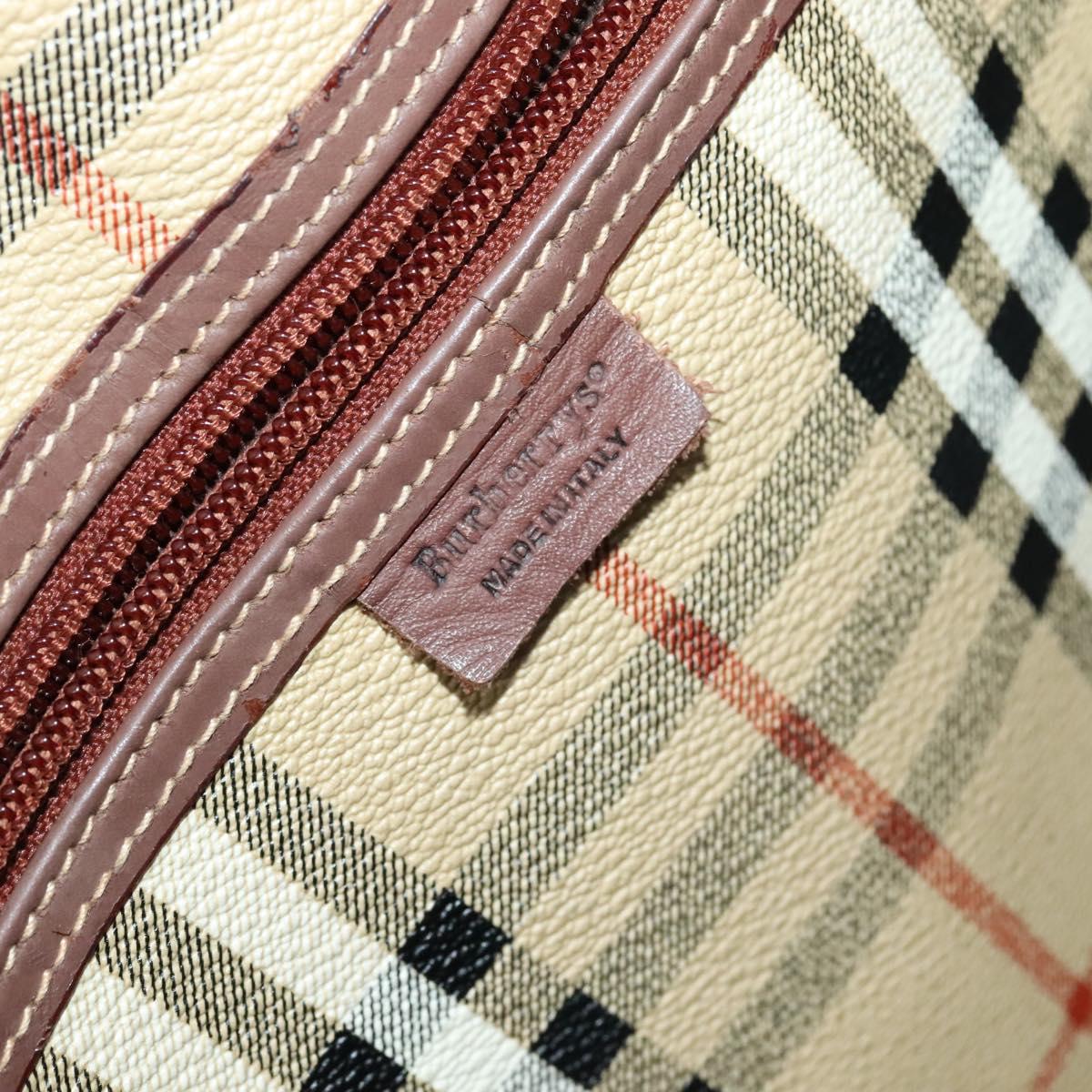 Burberrys Nova Check Boston Bag PVC Leather 2way Beige Auth ac3563