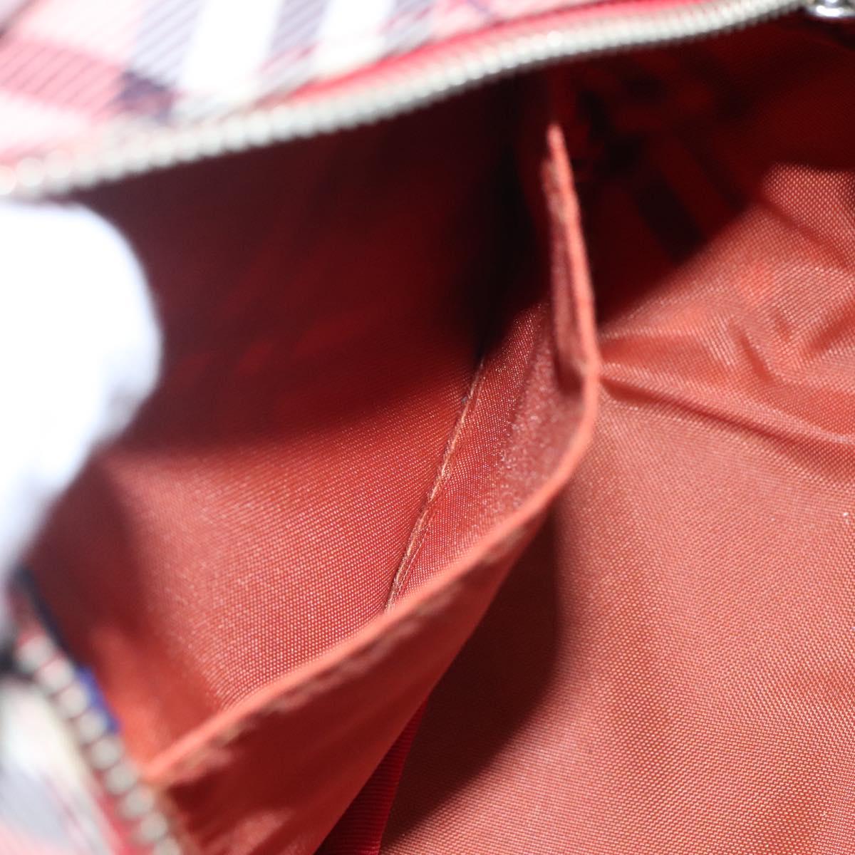 BURBERRY Nova Check Blue Label Shoulder Bag Nylon Pink Silver Auth ac3585