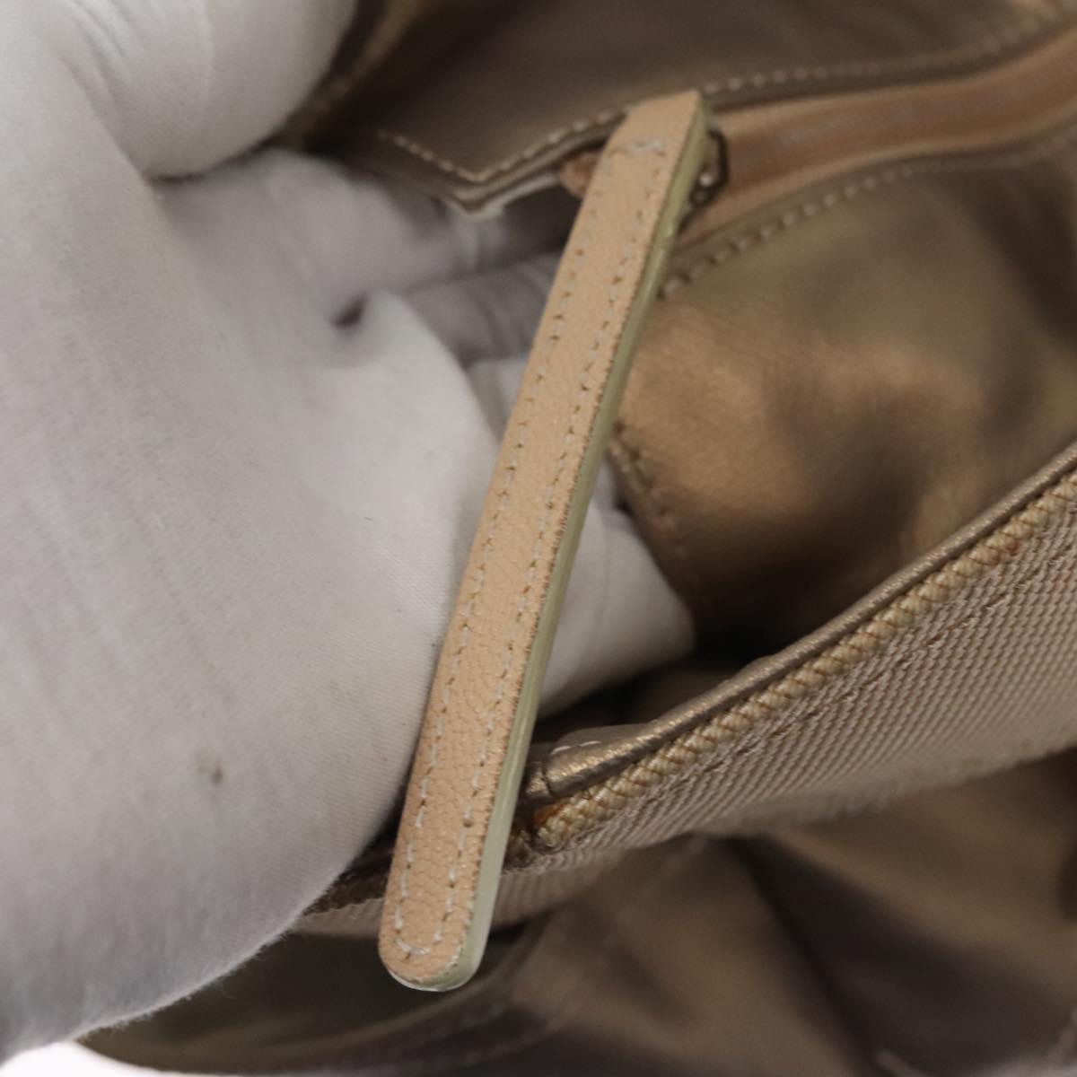 CHANEL Paris Biarritz MM Tote Bag Coated Canvas Gold Tone Silver CC Auth ac3593