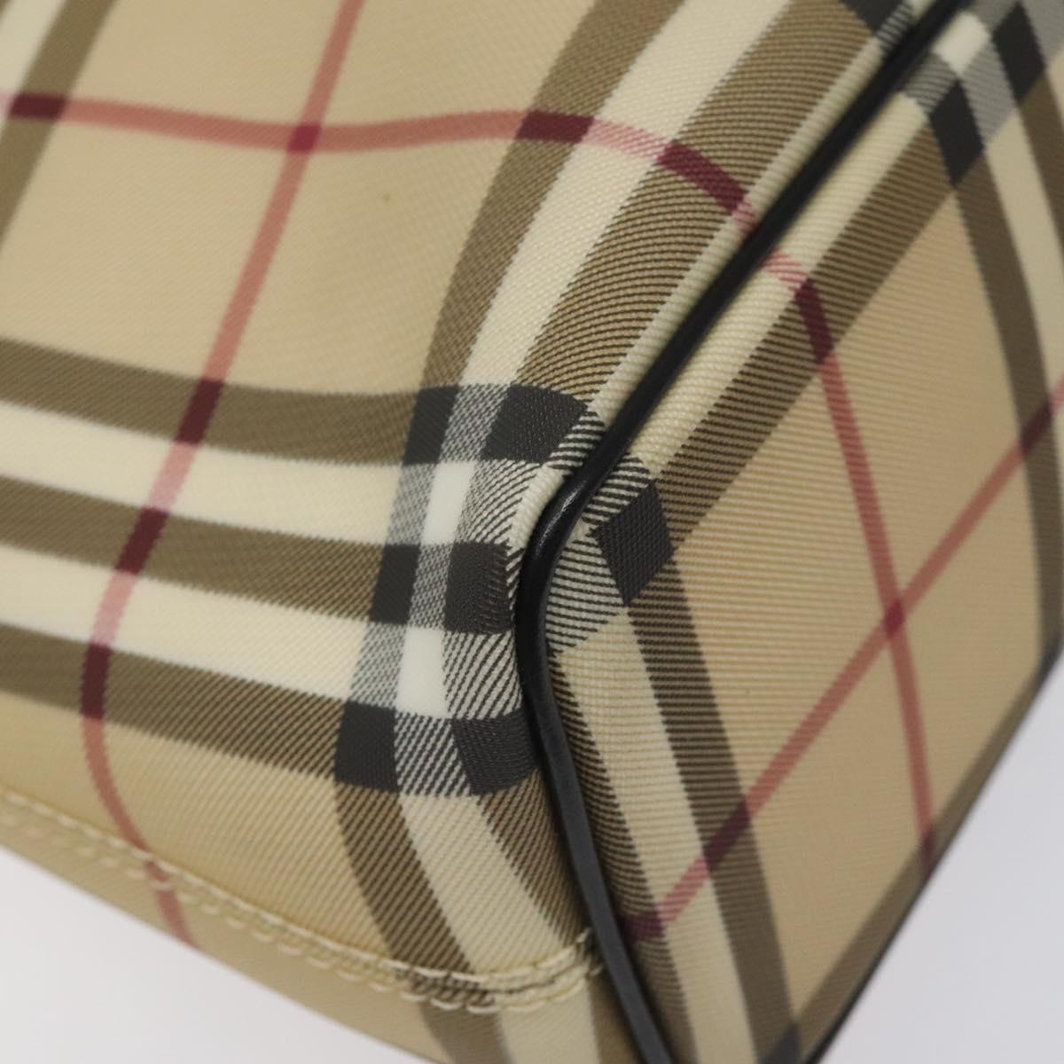 BURBERRY Nova Check Hand Bag PVC Beige Auth ac3609