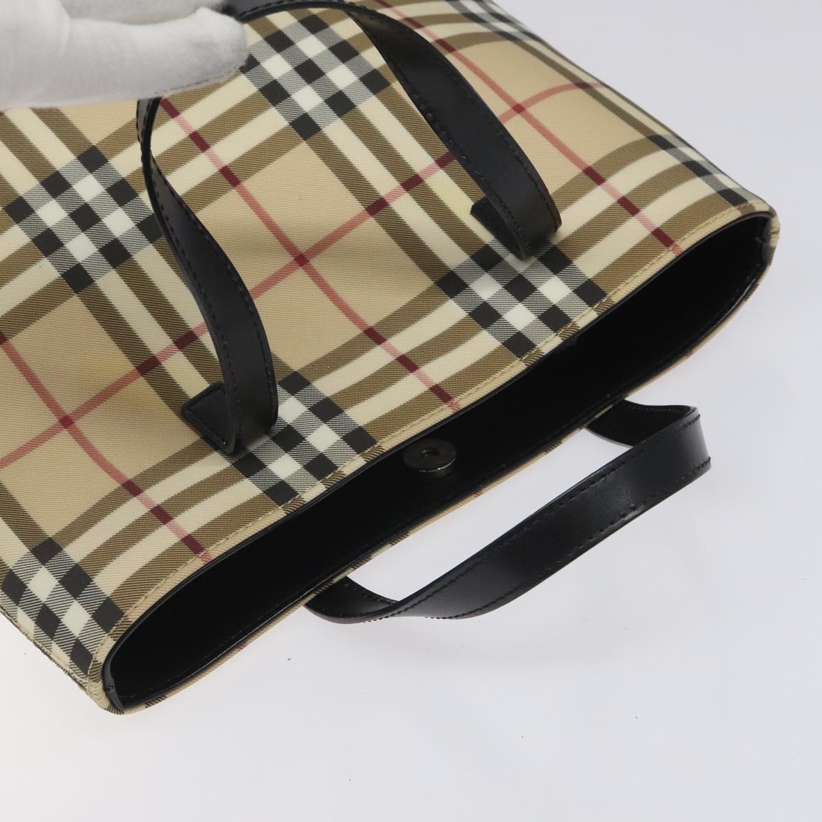 BURBERRY Nova Check Hand Bag PVC Beige Auth ac3609