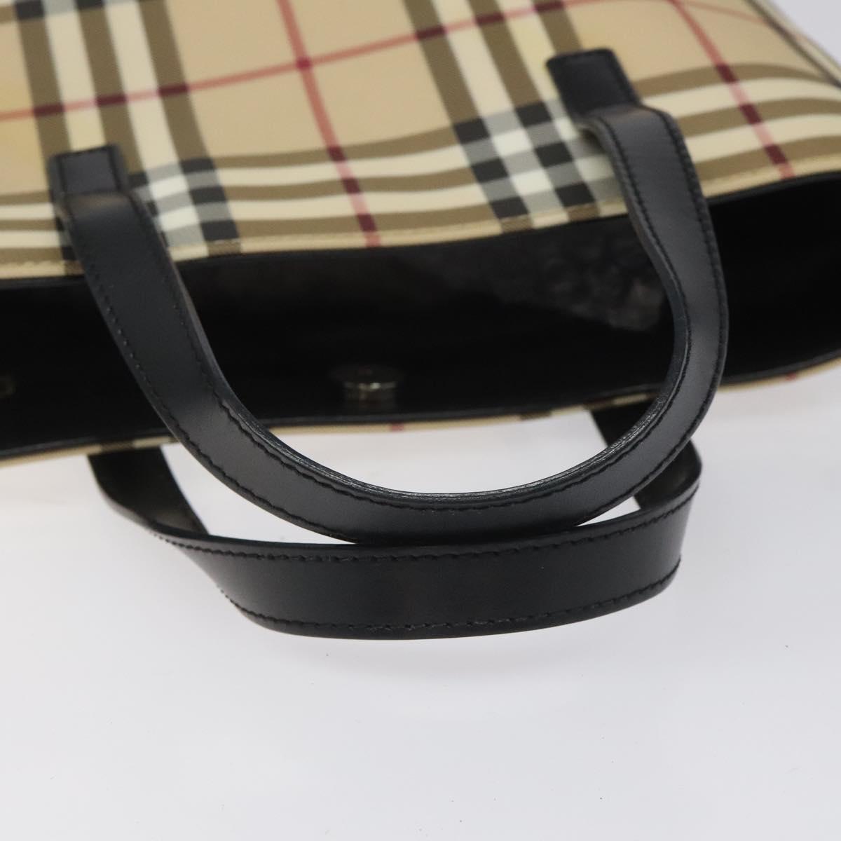 BURBERRY Nova Check Hand Bag PVC Beige Auth ac3609