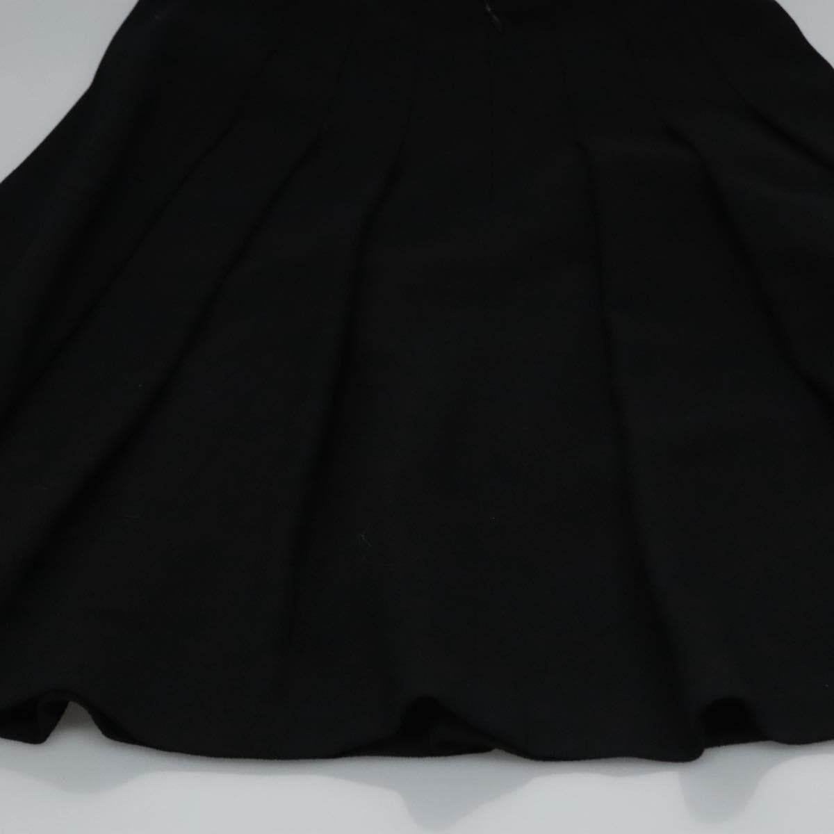 CHANEL Skirt Cotton Black CC Auth ac3620