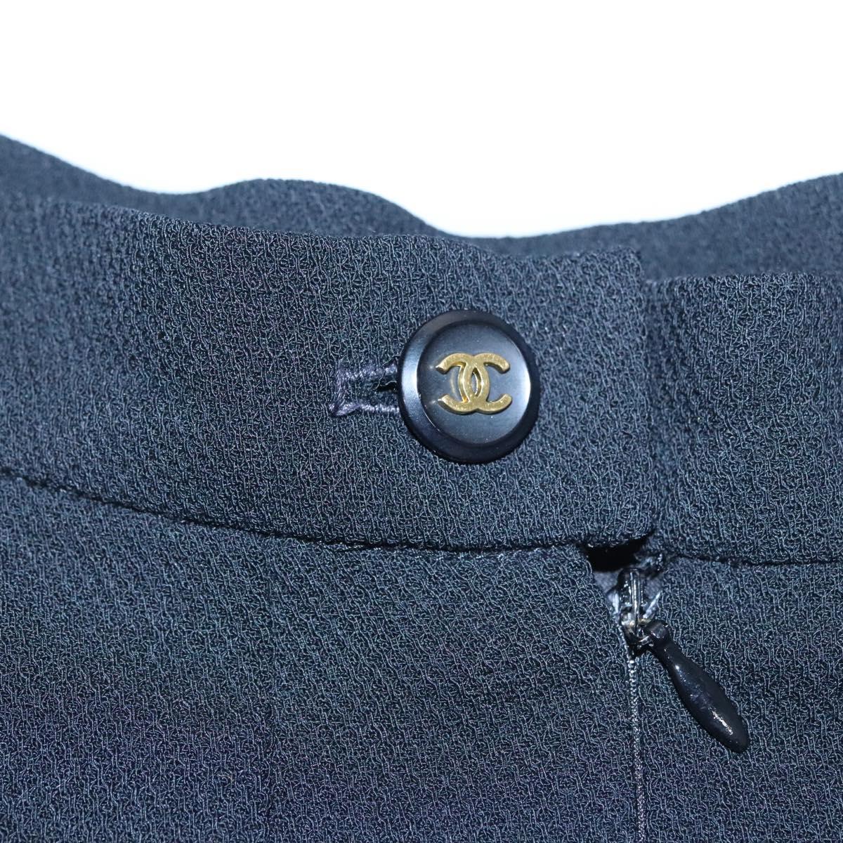 CHANEL Skirt Cotton Black CC Auth ac3620