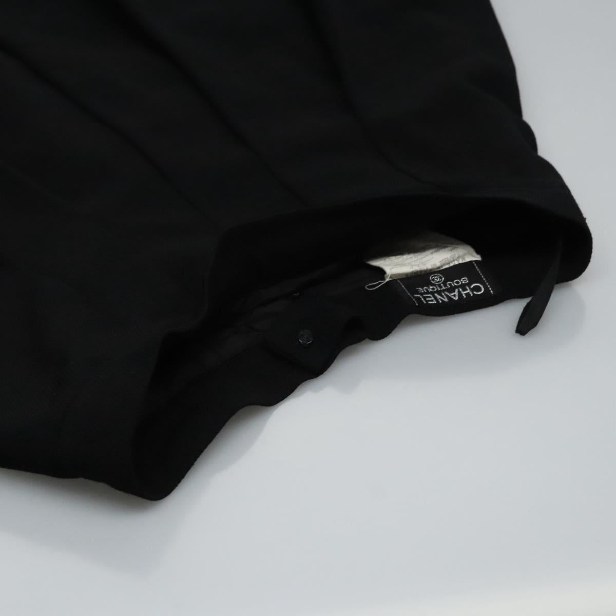CHANEL Skirt Cotton Black CC Auth ac3620