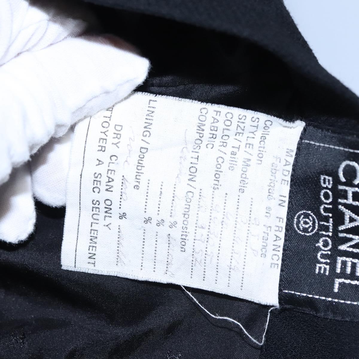 CHANEL Skirt Cotton Black CC Auth ac3620