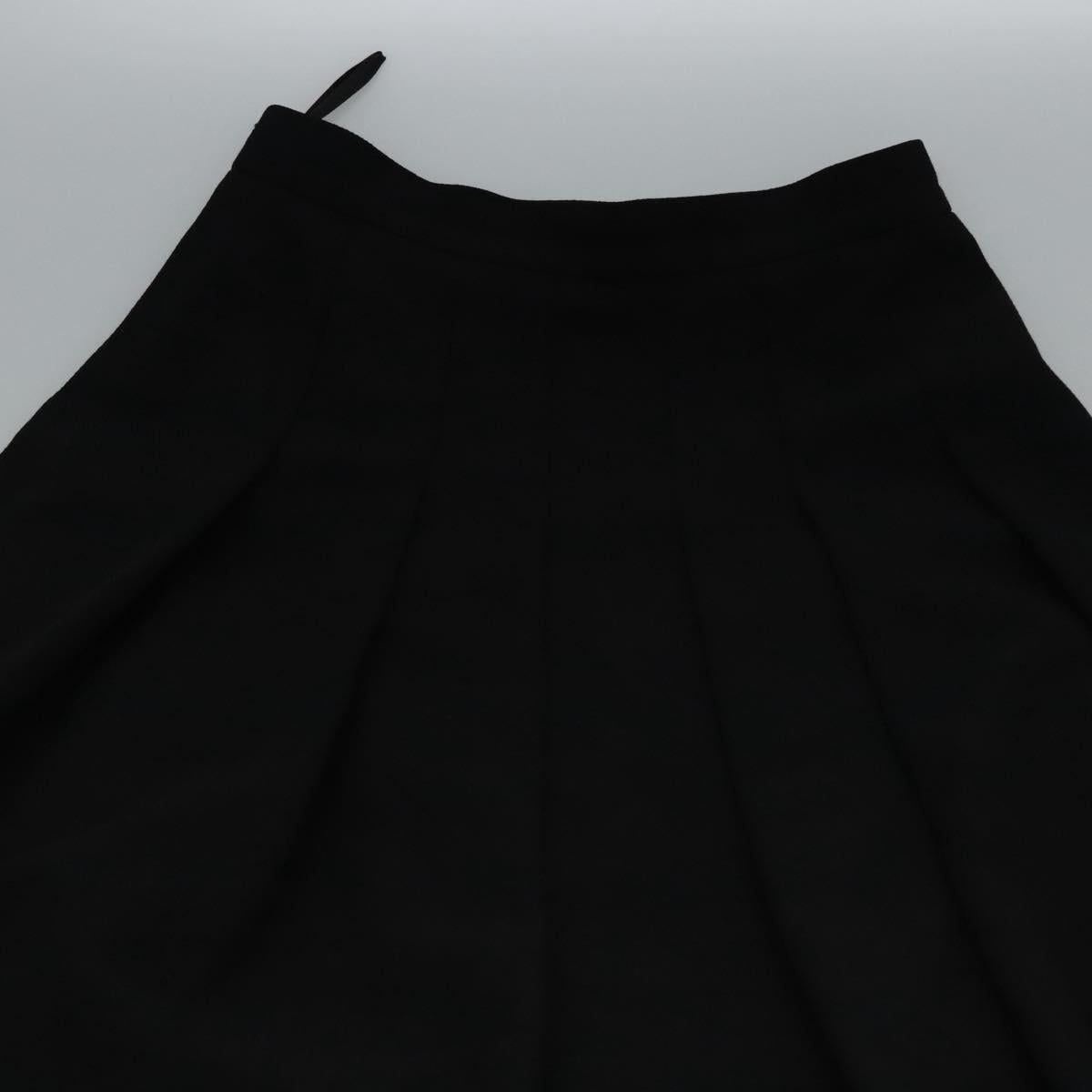 CHANEL Skirt Cotton Black CC Auth ac3620