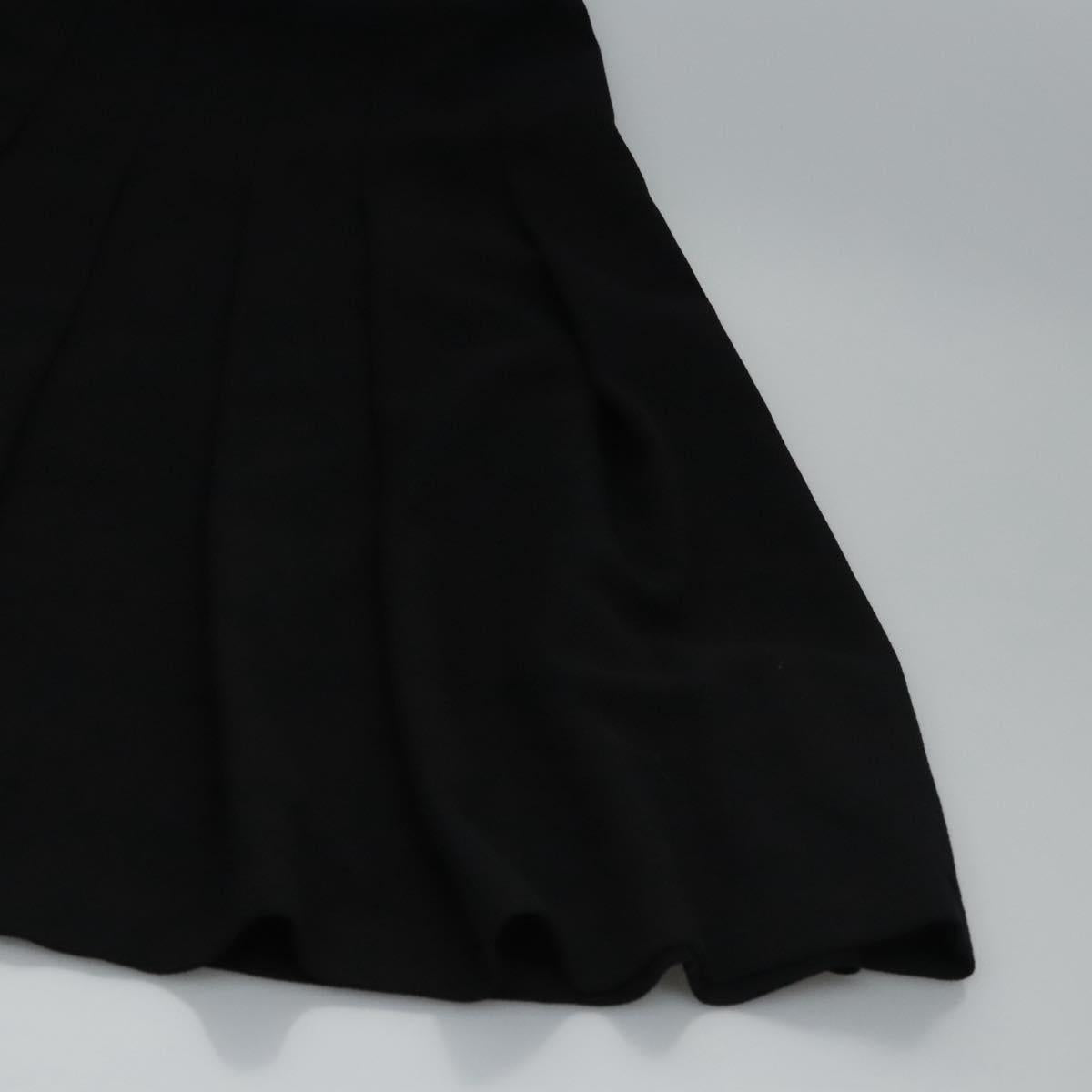 CHANEL Skirt Cotton Black CC Auth ac3620