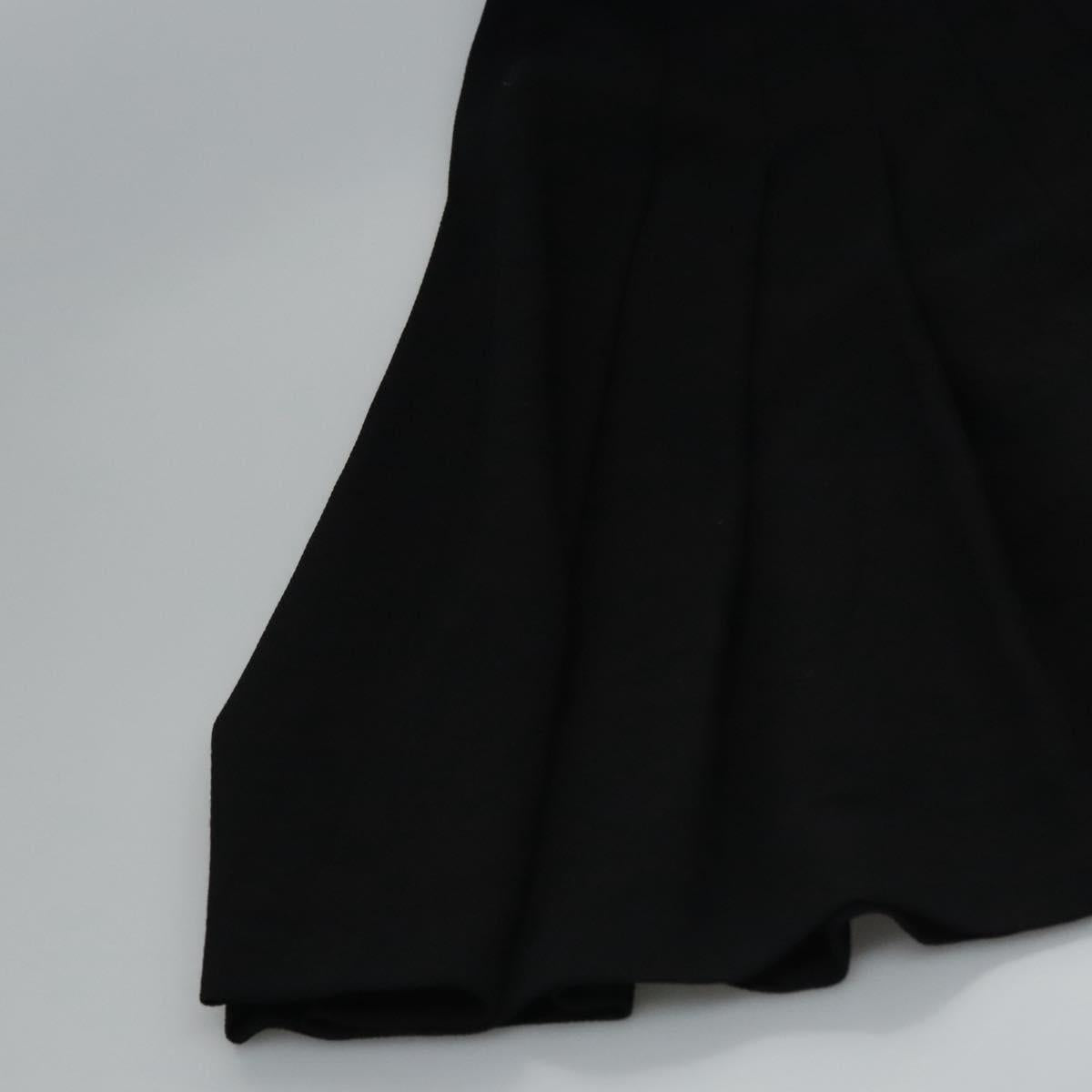 CHANEL Skirt Cotton Black CC Auth ac3620