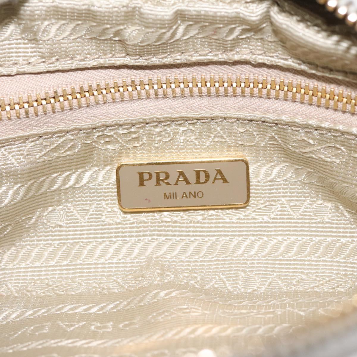 PRADA Pouch Canvas Gray Gold Auth ac3649