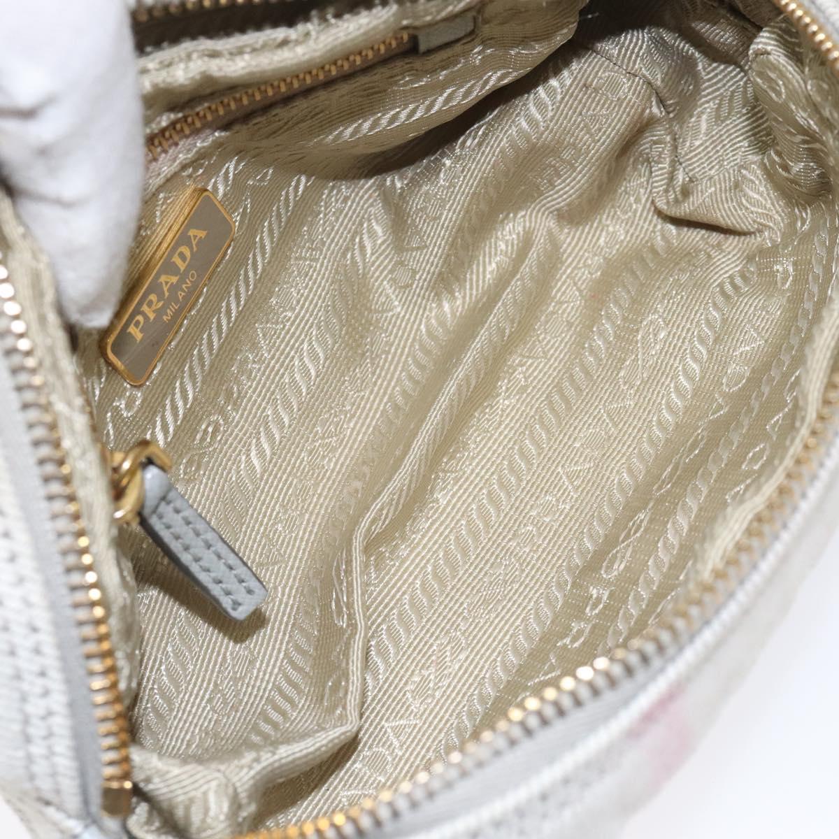 PRADA Pouch Canvas Gray Gold Auth ac3649