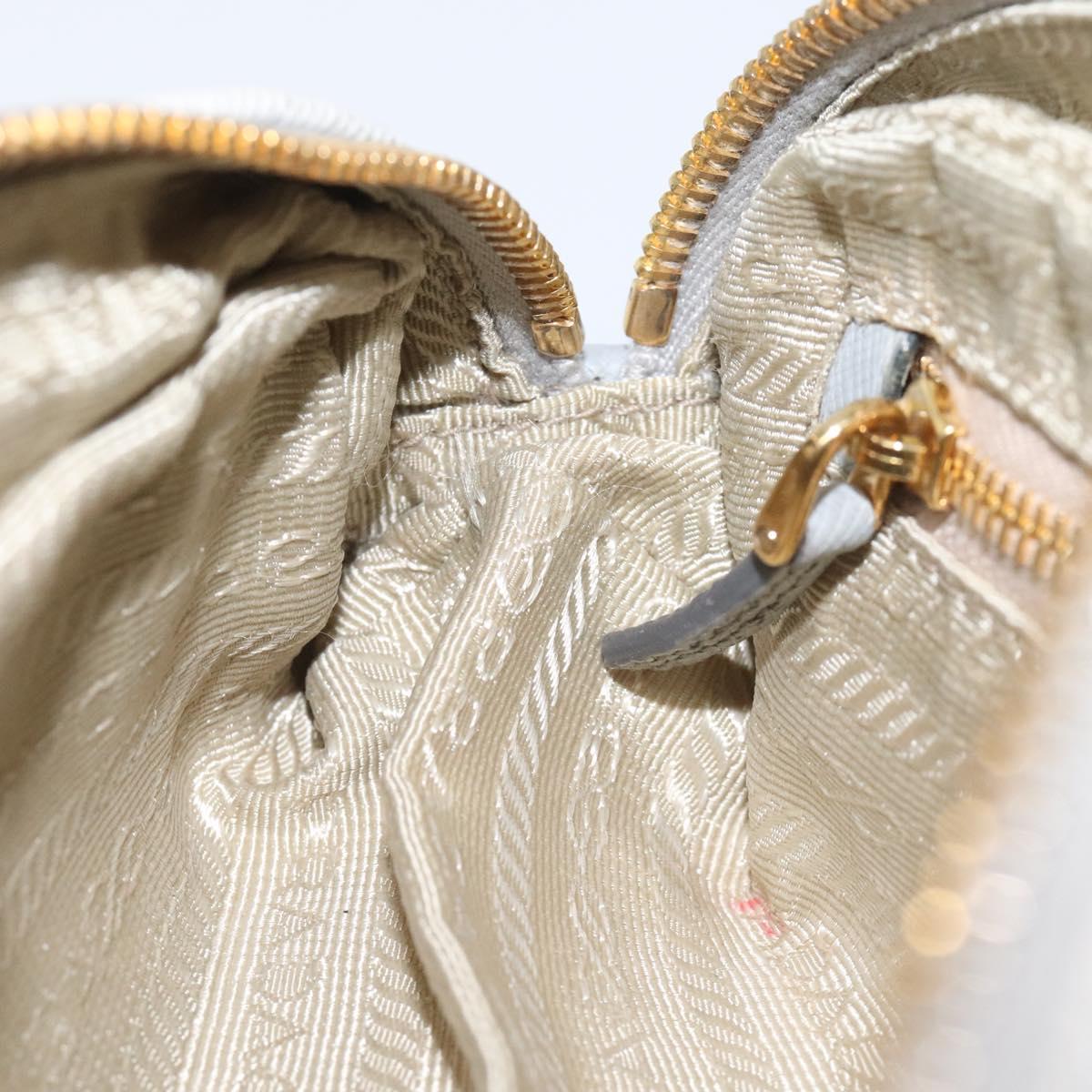 PRADA Pouch Canvas Gray Gold Auth ac3649