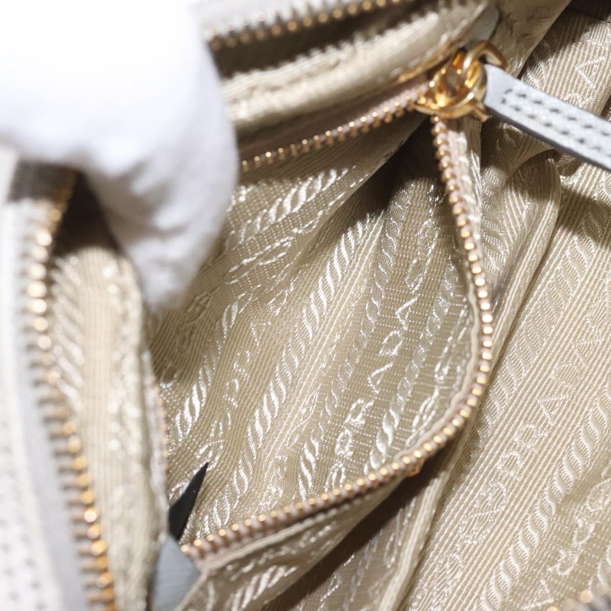 PRADA Pouch Canvas Gray Gold Auth ac3649