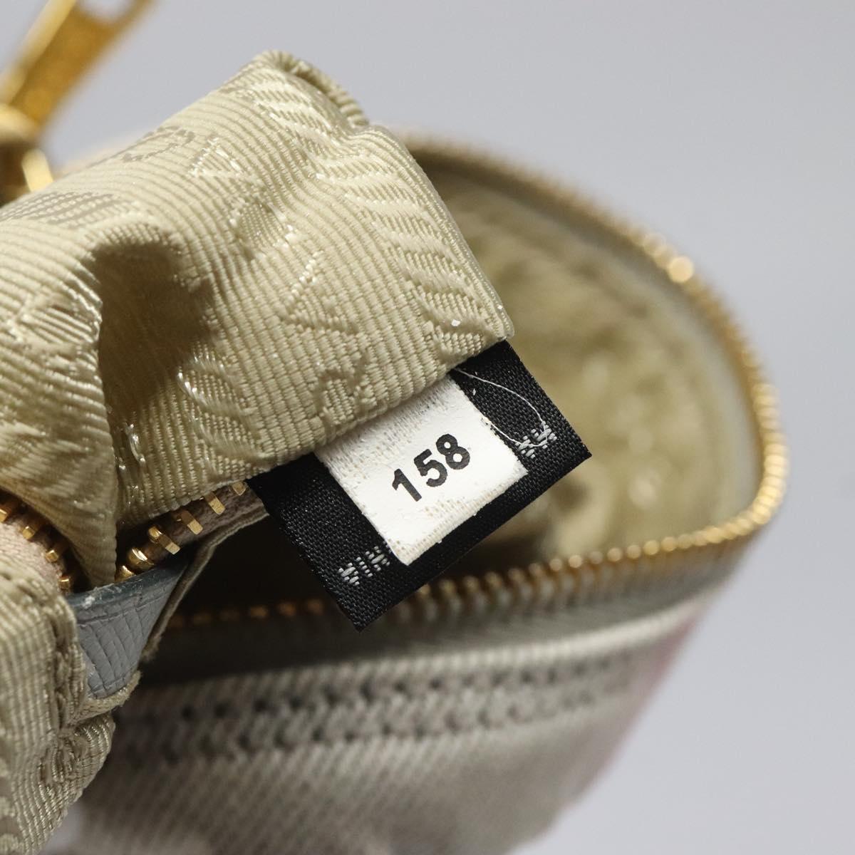 PRADA Pouch Canvas Gray Gold Auth ac3649