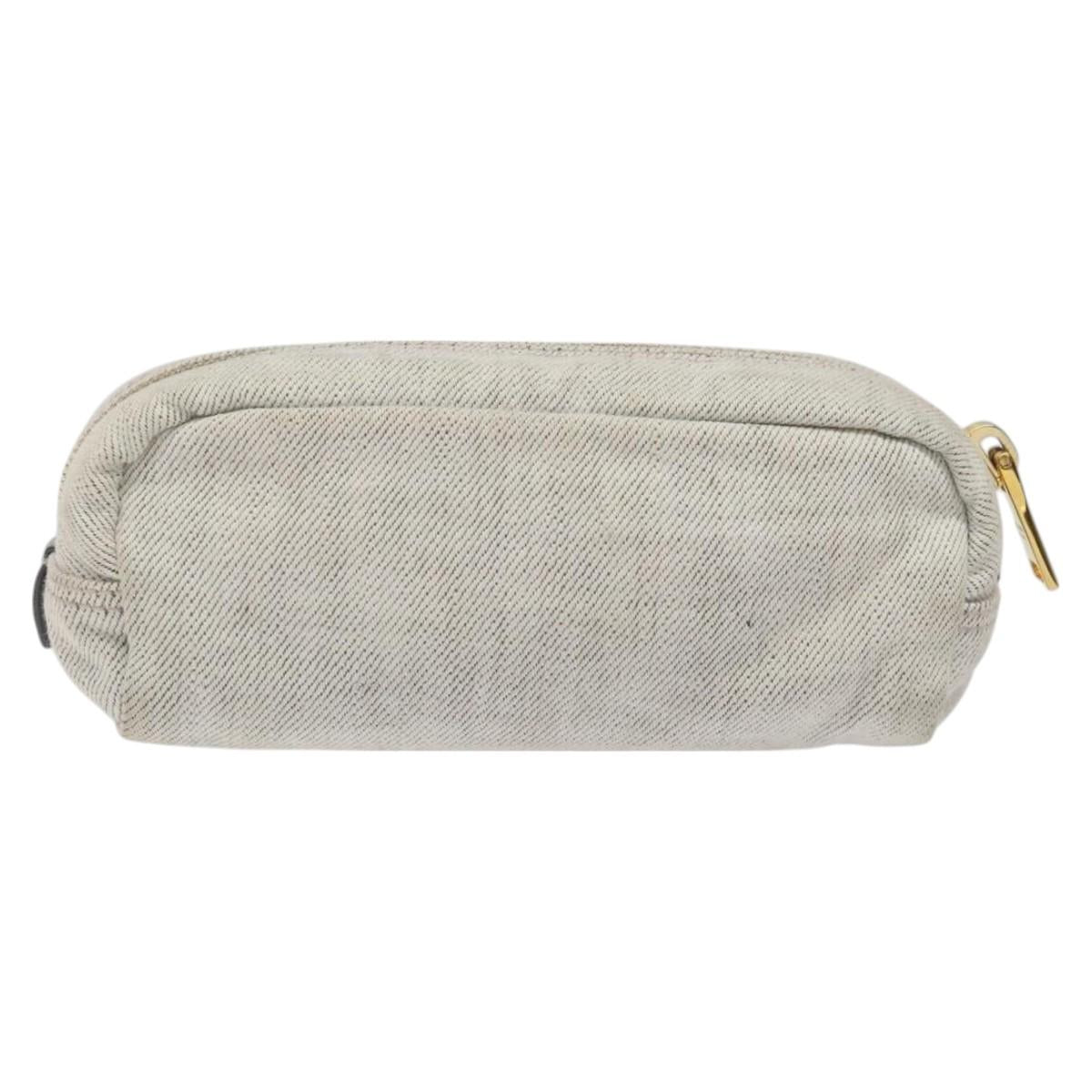 PRADA Pouch Canvas Gray Gold Auth ac3649