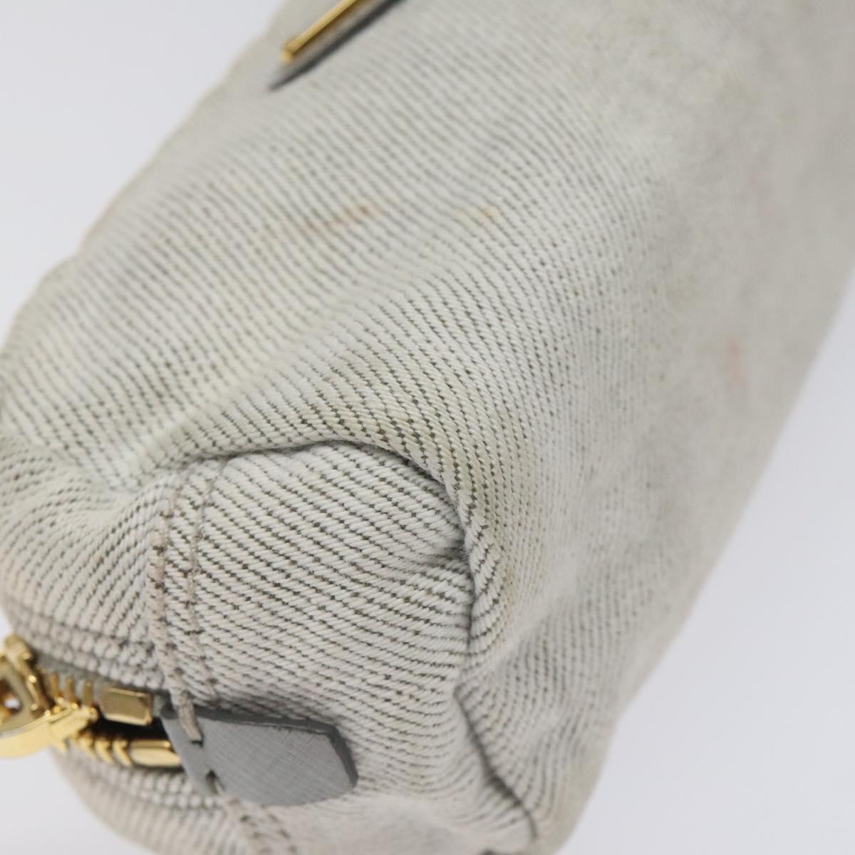 PRADA Pouch Canvas Gray Gold Auth ac3649