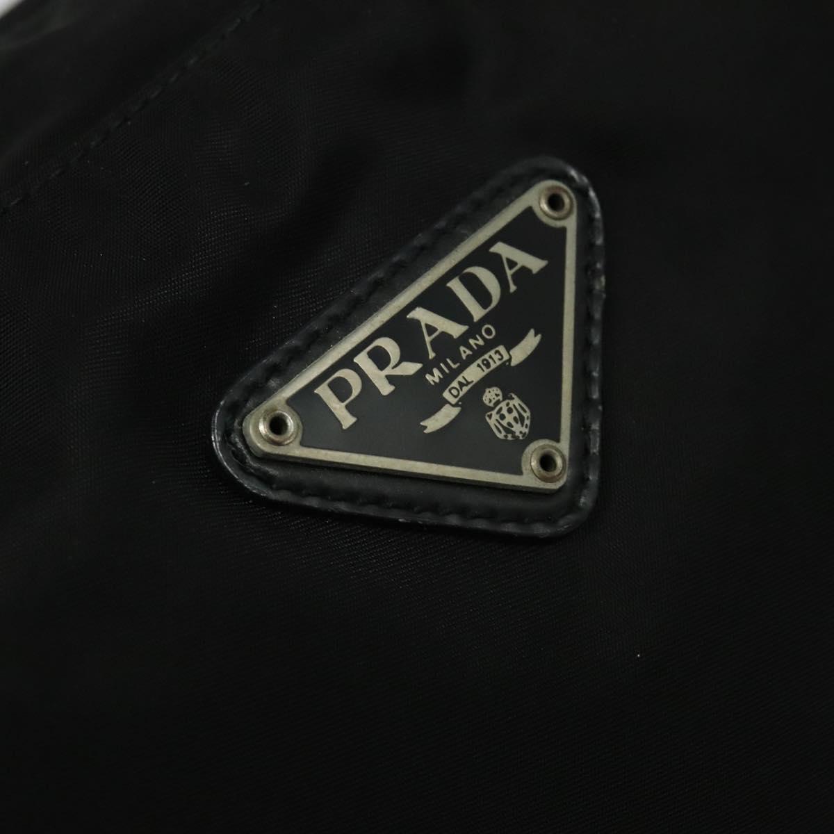 PRADA Hand Bag Nylon Black Silver Auth ac3668