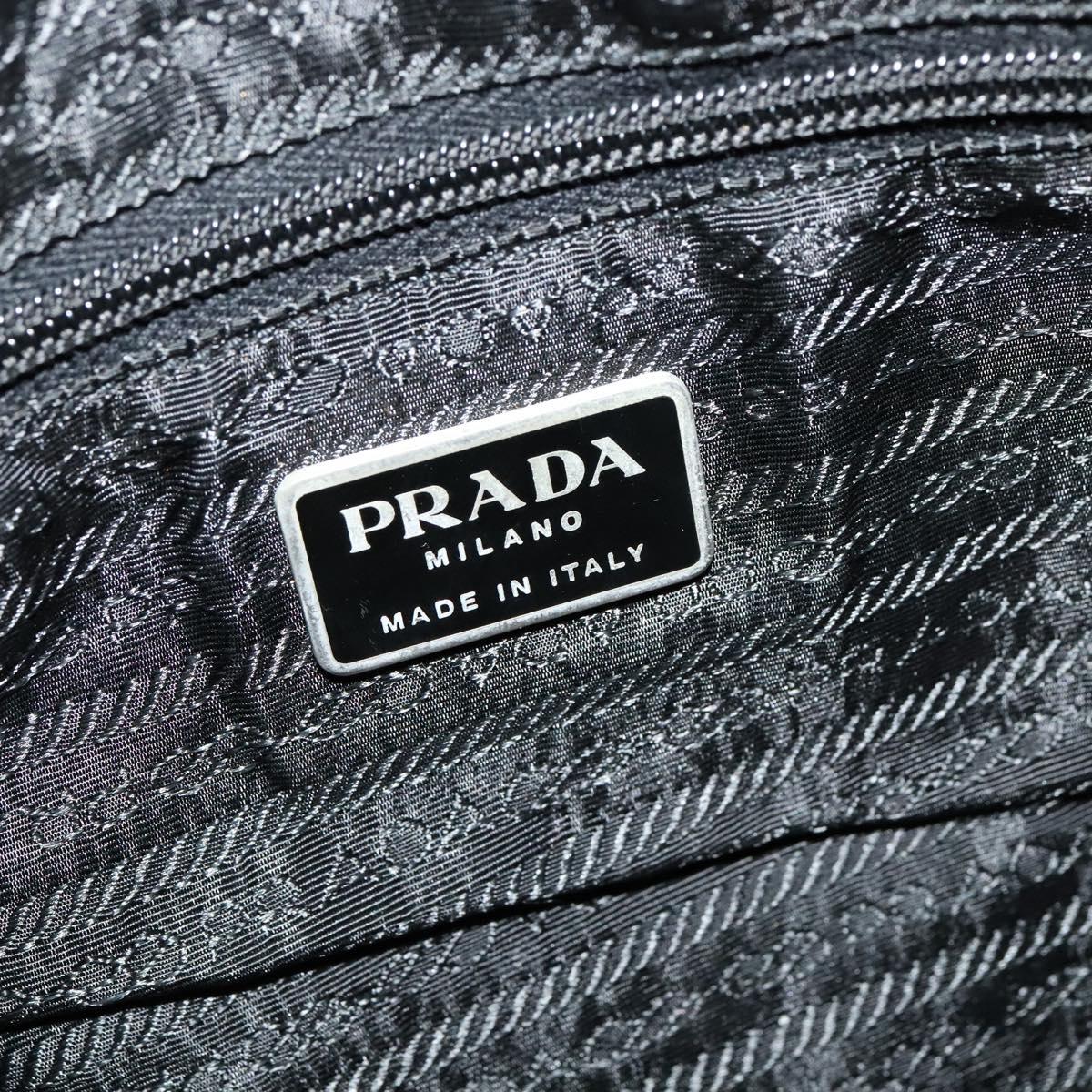PRADA Hand Bag Nylon Black Silver Auth ac3668