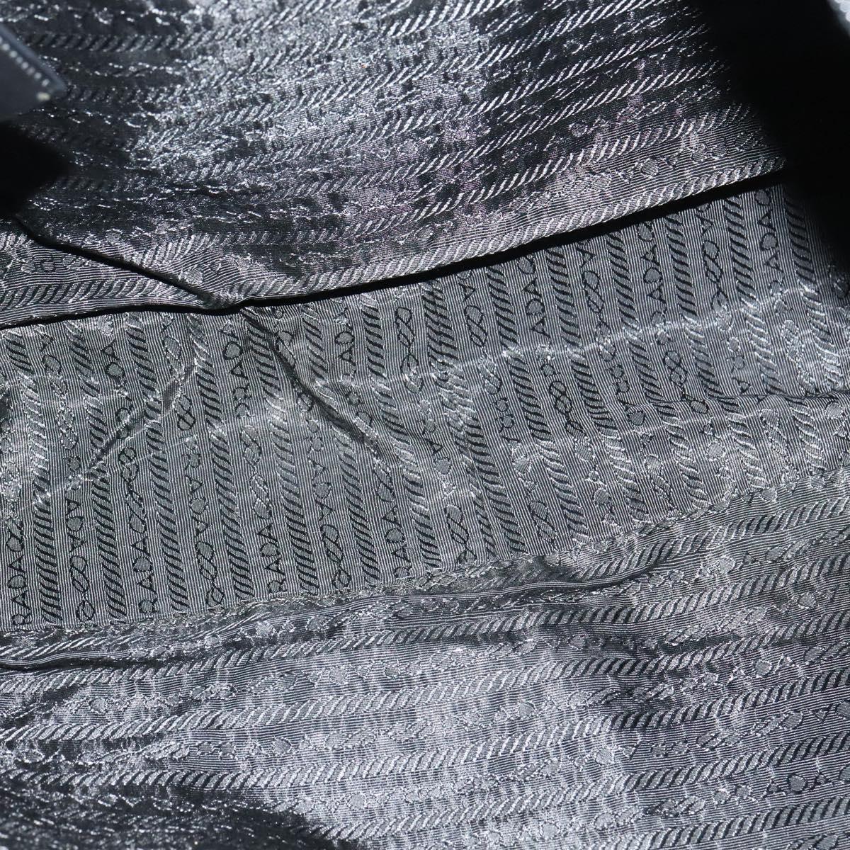 PRADA Hand Bag Nylon Black Silver Auth ac3668