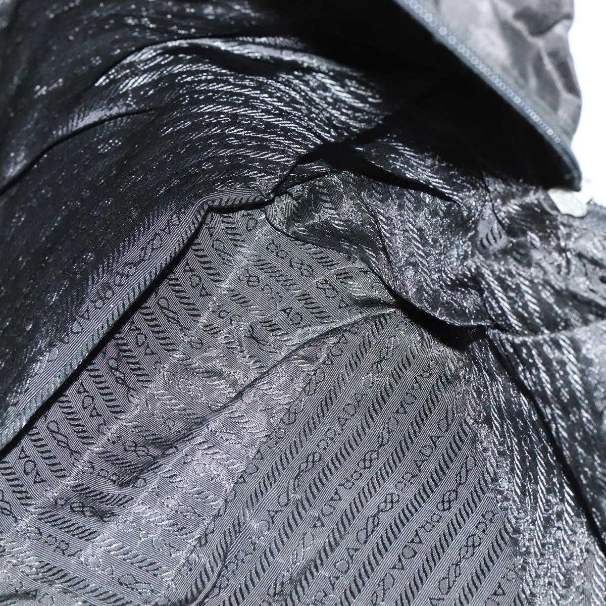 PRADA Hand Bag Nylon Black Silver Auth ac3668