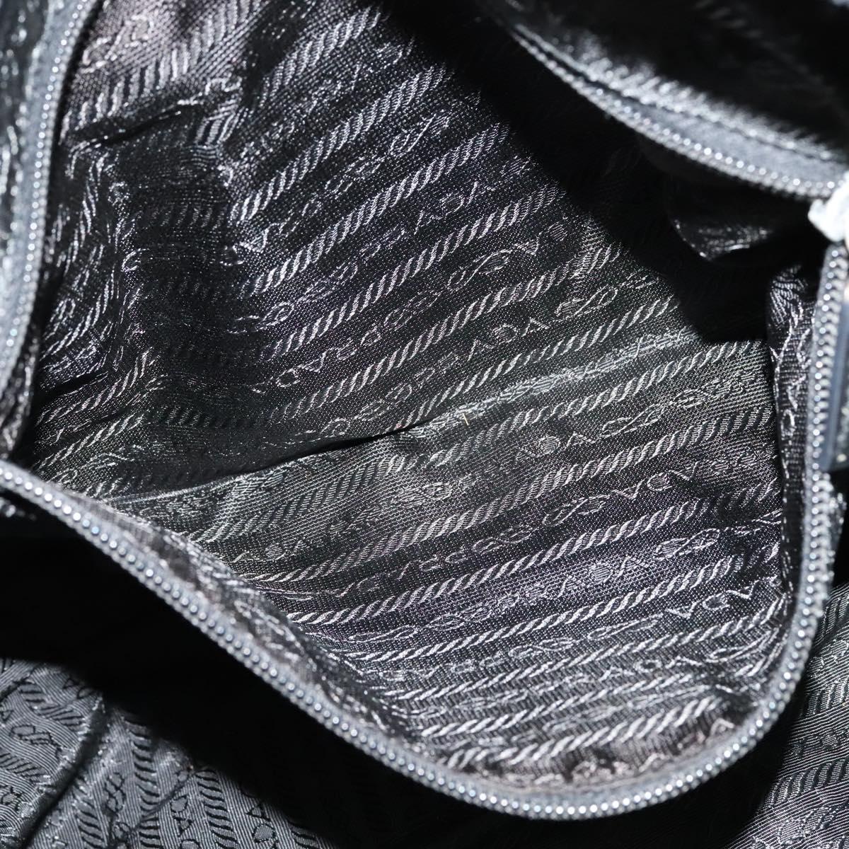 PRADA Hand Bag Nylon Black Silver Auth ac3668