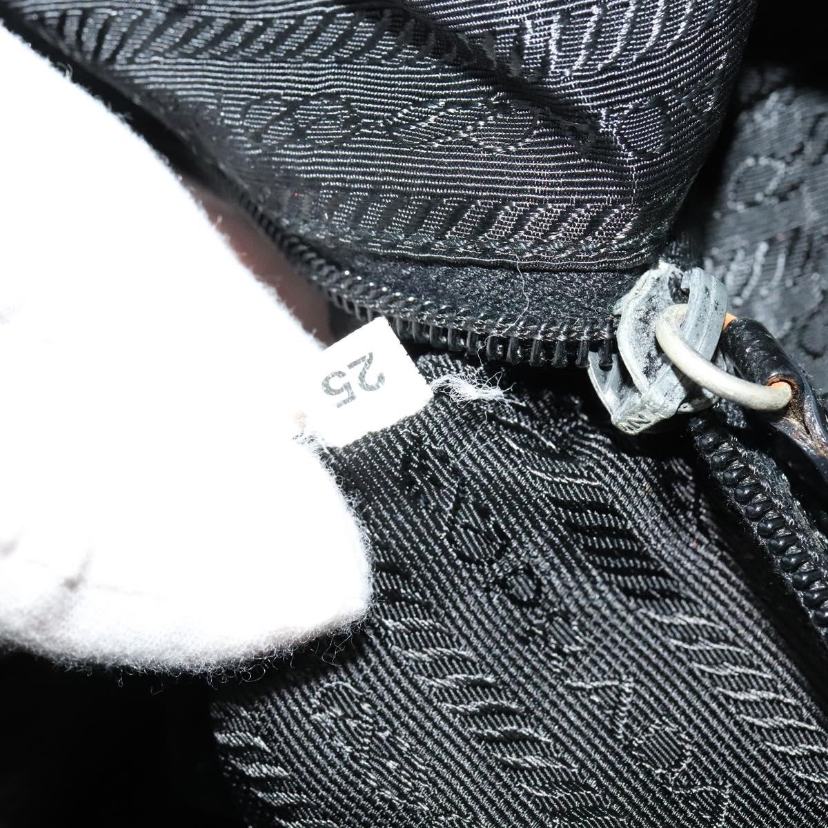 PRADA Hand Bag Nylon Black Silver Auth ac3668