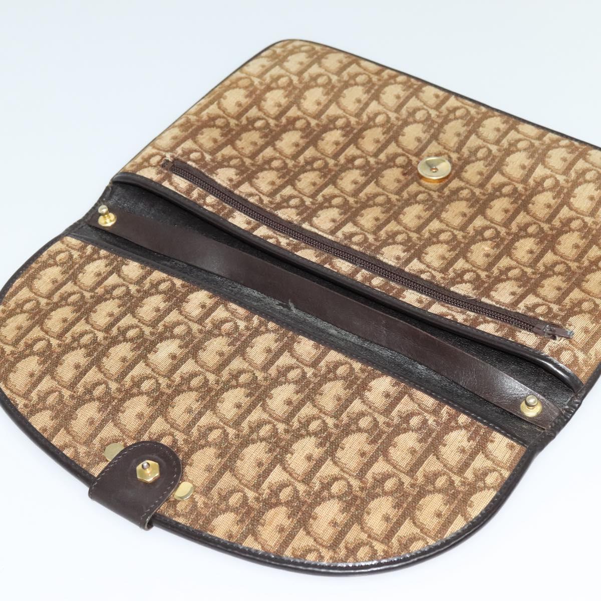 Christian Dior Trotter Canvas Shoulder Bag Brown Auth ac3674