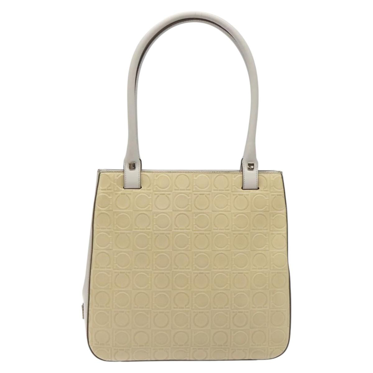 Salvatore Ferragamo Shoulder Bag Leather Beige Auth ac3690