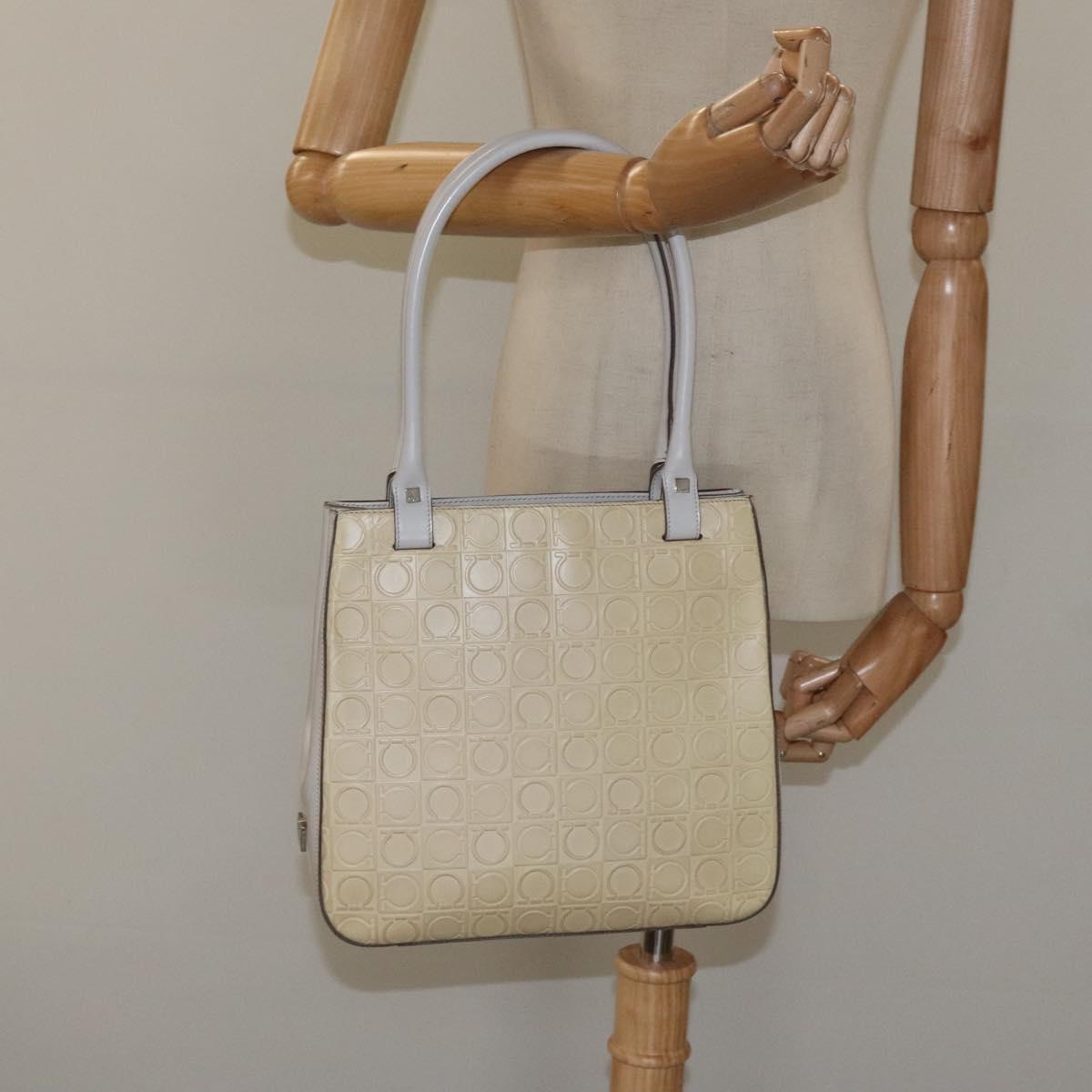 Salvatore Ferragamo Shoulder Bag Leather Beige Auth ac3690