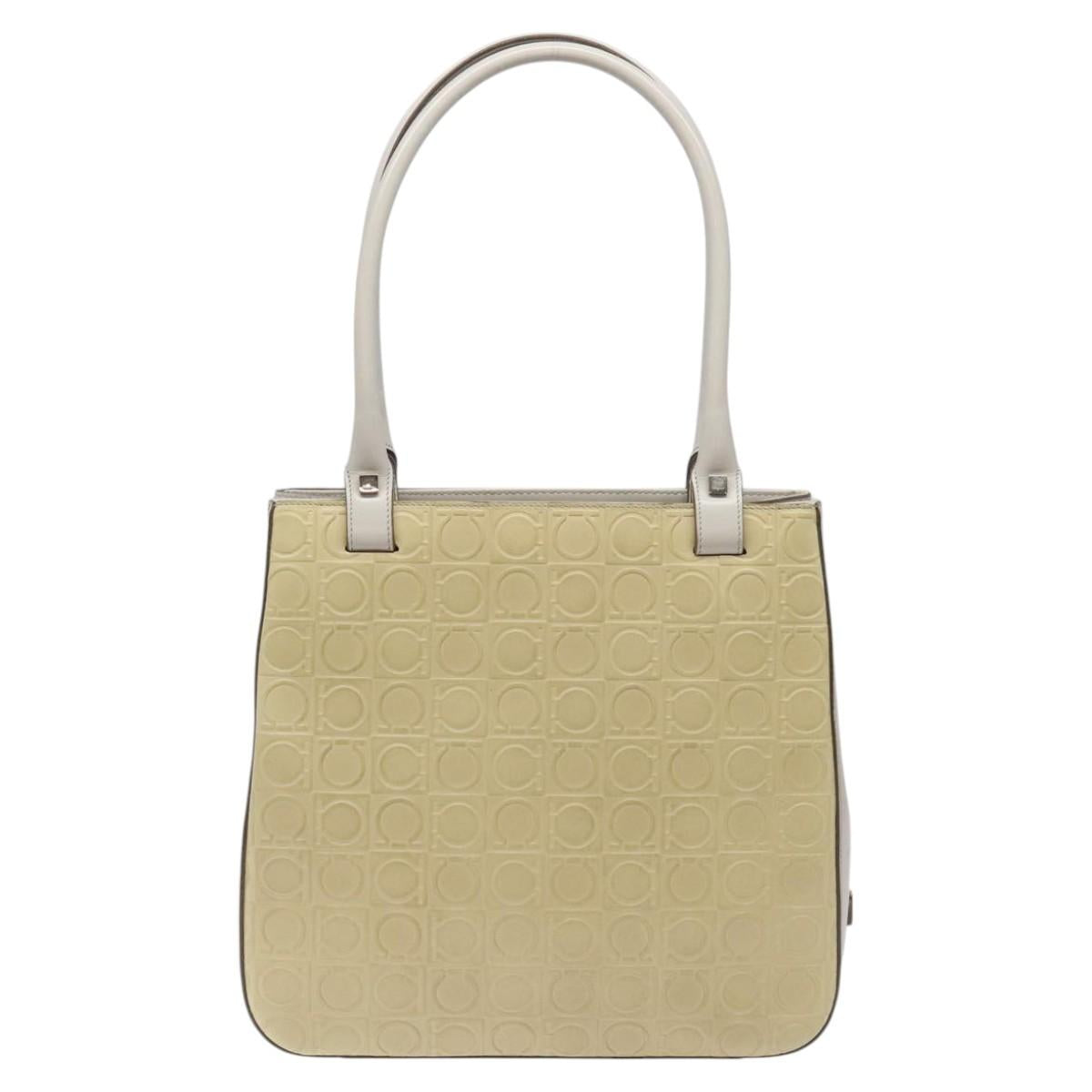 Salvatore Ferragamo Shoulder Bag Leather Beige Auth ac3690