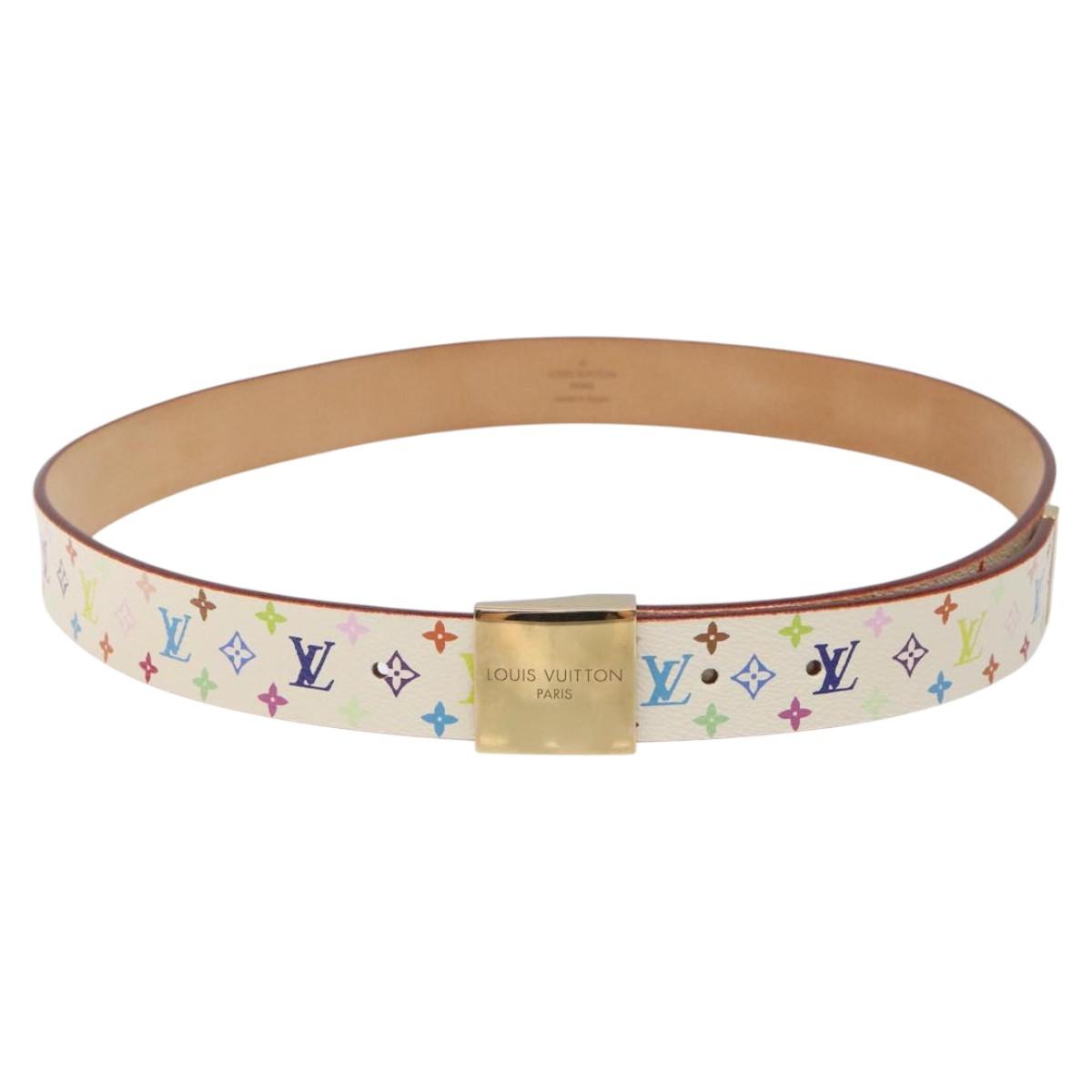 LOUIS VUITTON Multicolor Ceinture Care Belt 34.6"""" White M9682 LV Auth ac3693