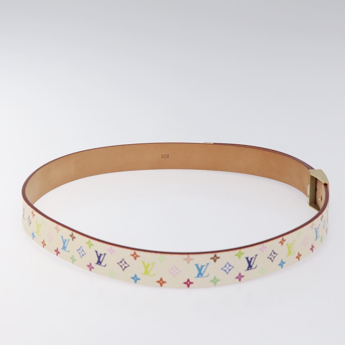 LOUIS VUITTON Multicolor Ceinture Care Belt 34.6"""" White M9682 LV Auth ac3693