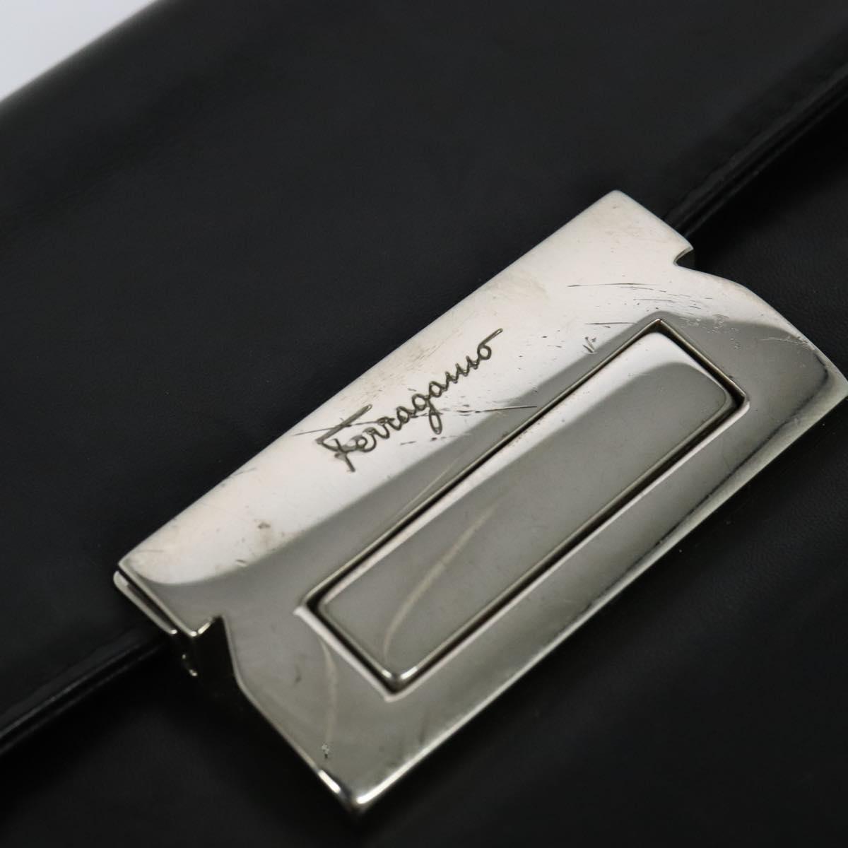 Salvatore Ferragamo Clutch Bag Leather Black Auth ac3703