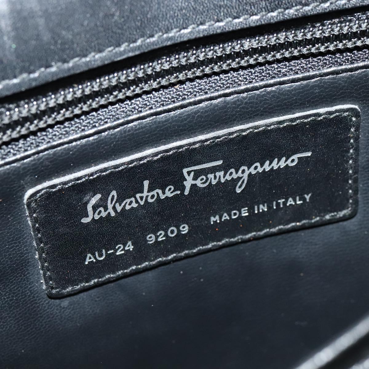 Salvatore Ferragamo Clutch Bag Leather Black Auth ac3703
