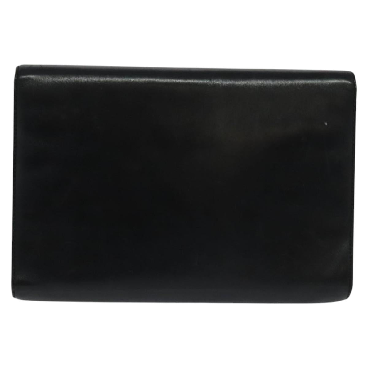 Salvatore Ferragamo Clutch Bag Leather Black Auth ac3703