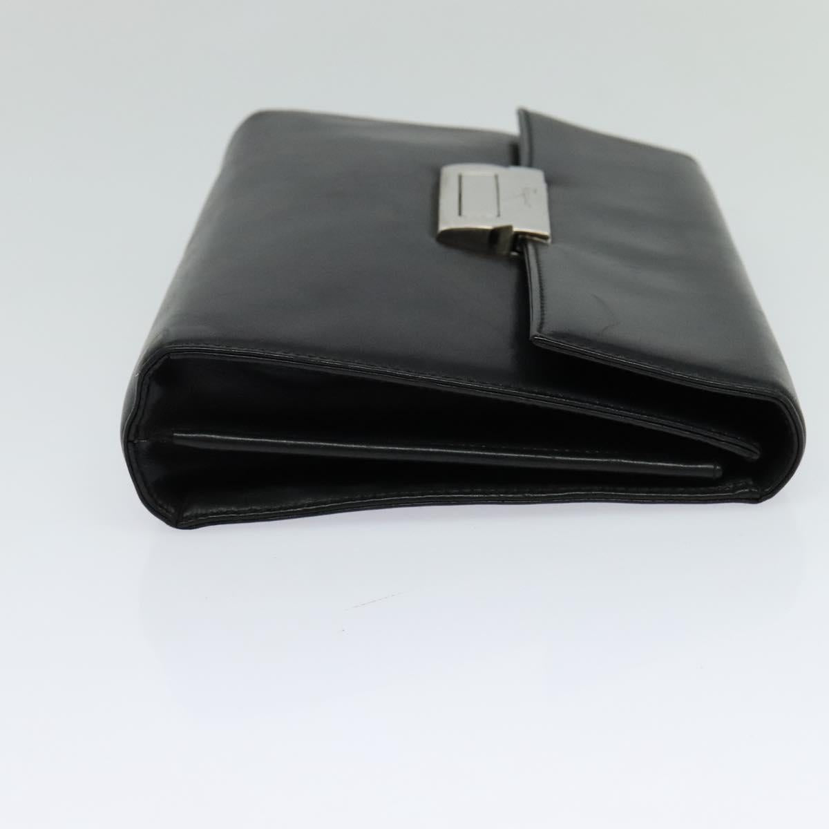 Salvatore Ferragamo Clutch Bag Leather Black Auth ac3703